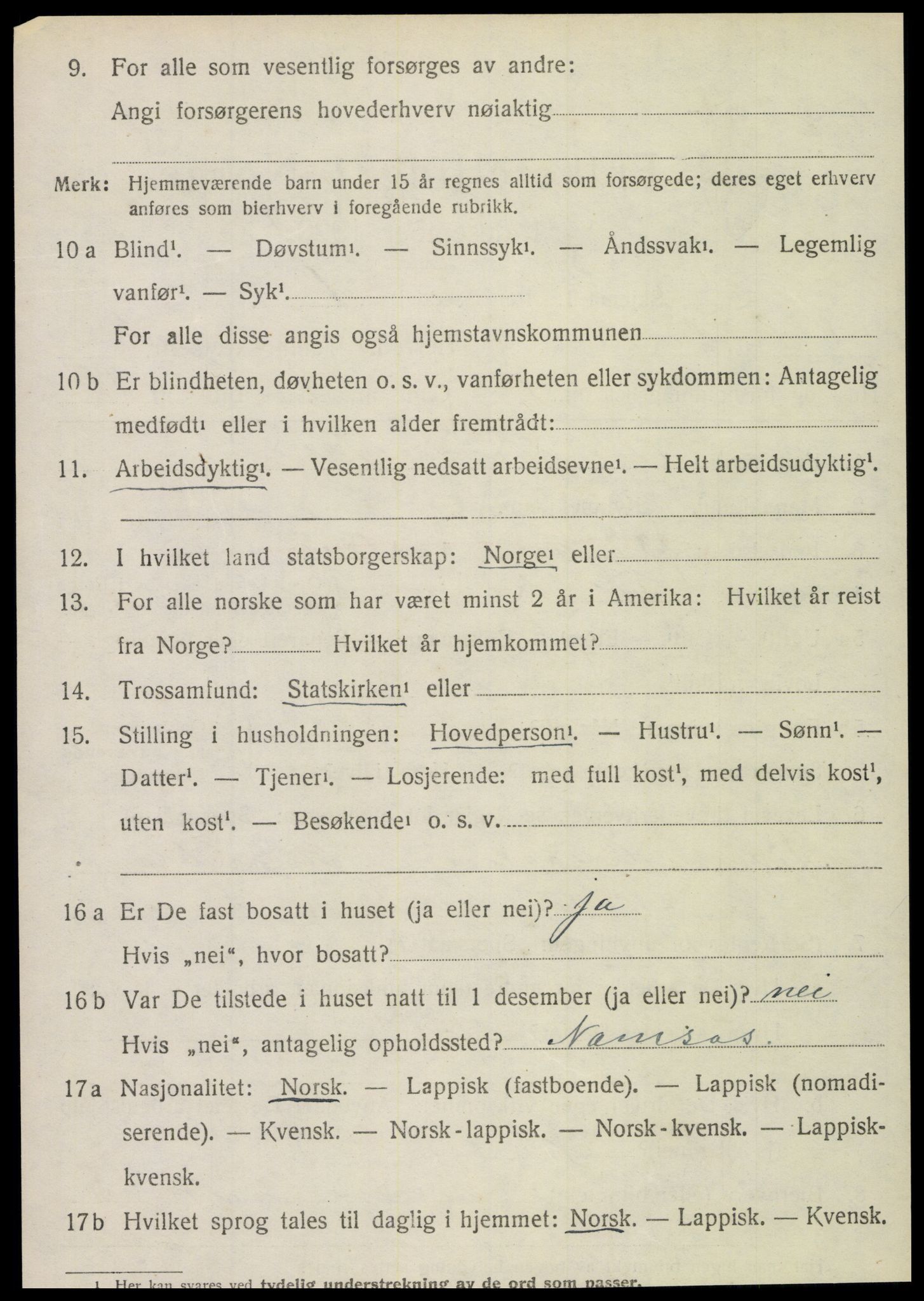 SAT, 1920 census for Foldereid, 1920, p. 1319