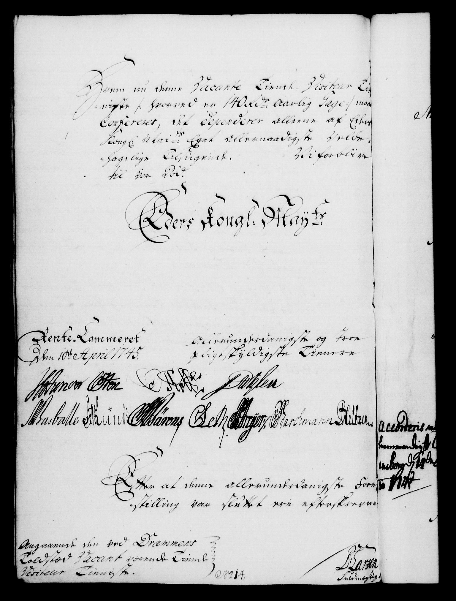 Rentekammeret, Kammerkanselliet, AV/RA-EA-3111/G/Gf/Gfa/L0028: Norsk relasjons- og resolusjonsprotokoll (merket RK 52.28), 1745-1746, p. 244