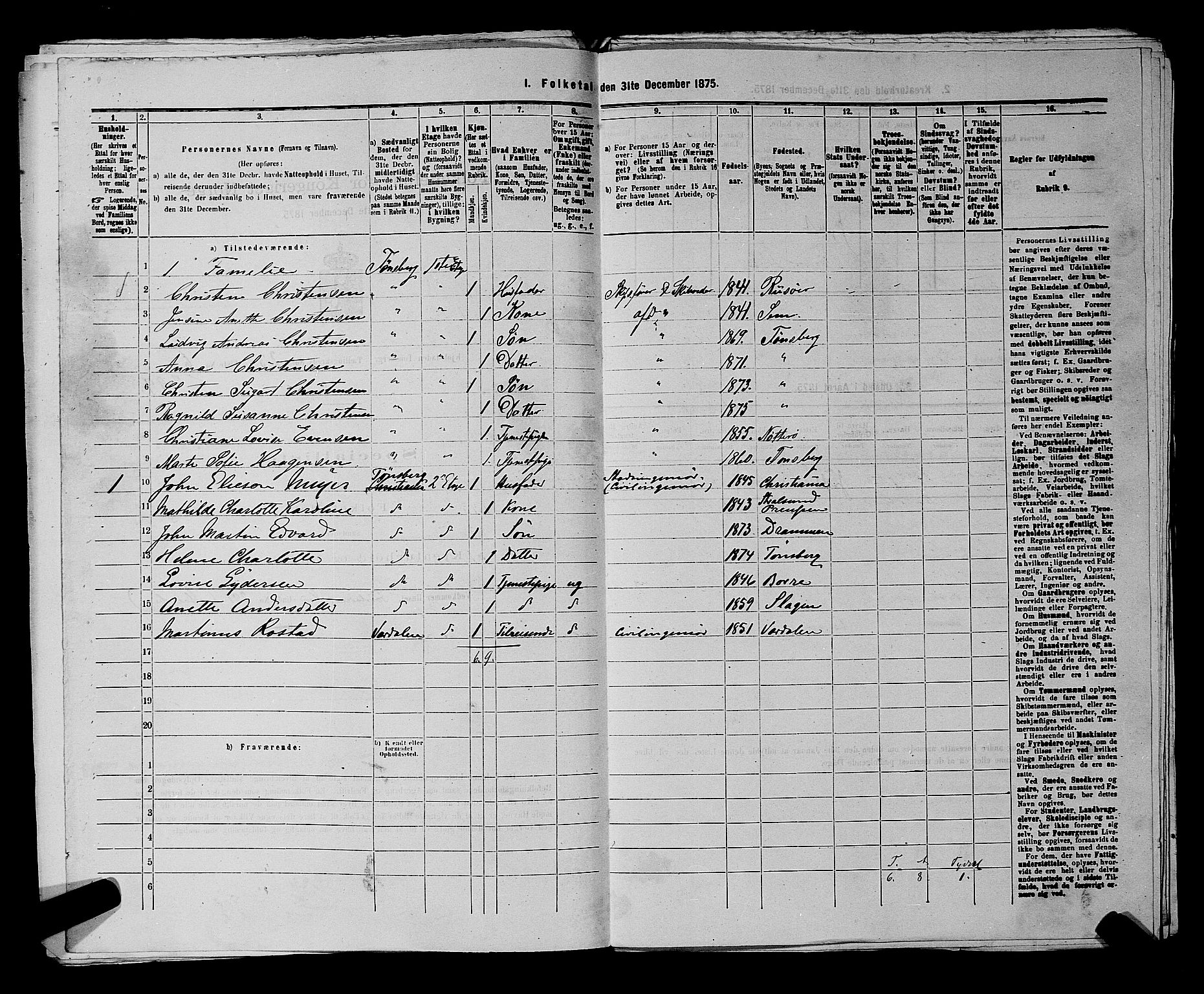 SAKO, 1875 census for 0705P Tønsberg, 1875, p. 735