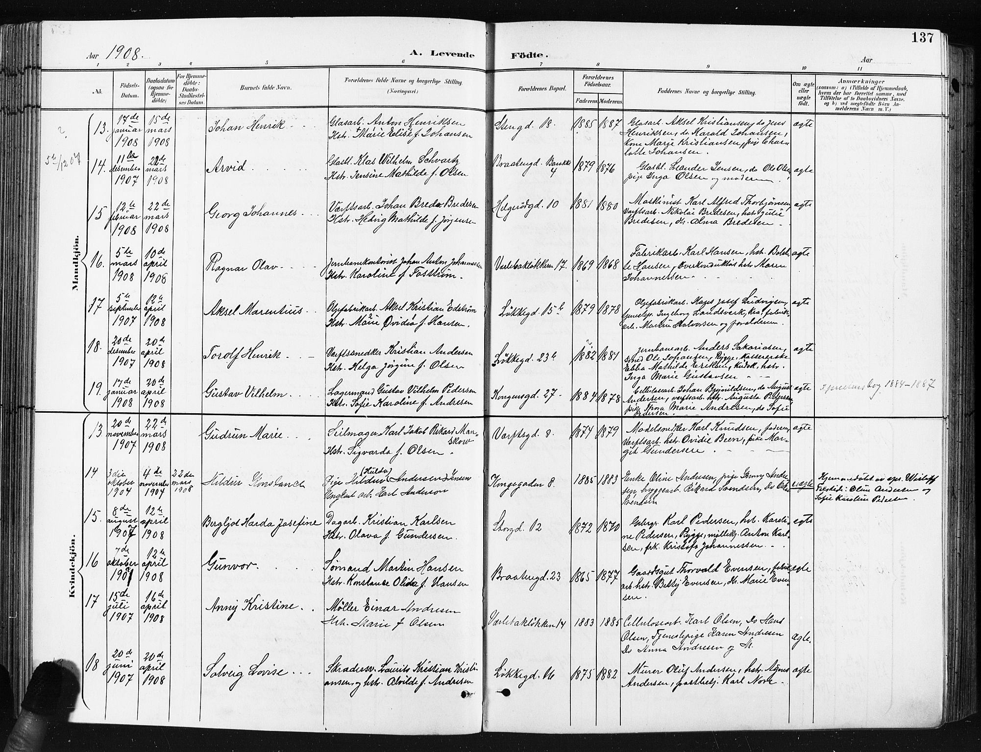 Moss prestekontor Kirkebøker, AV/SAO-A-2003/G/Ga/L0007: Parish register (copy) no. I 7, 1901-1912, p. 137