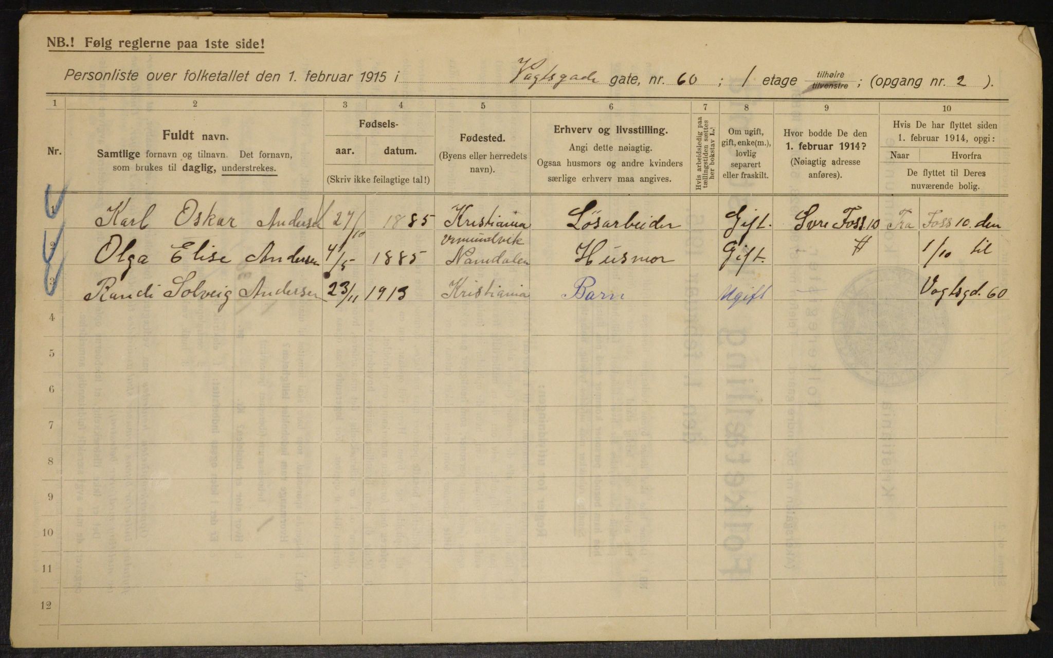 OBA, Municipal Census 1915 for Kristiania, 1915, p. 125968