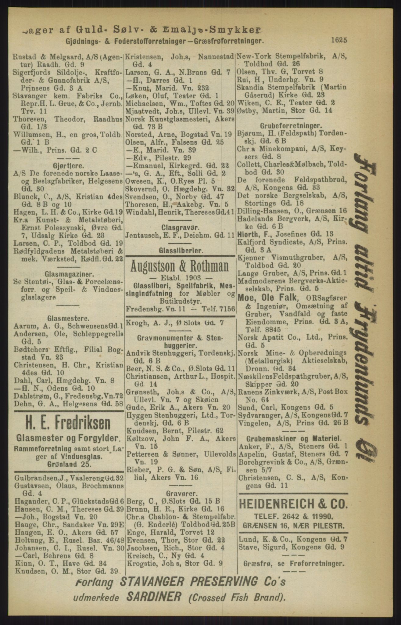 Kristiania/Oslo adressebok, PUBL/-, 1911, p. 1625
