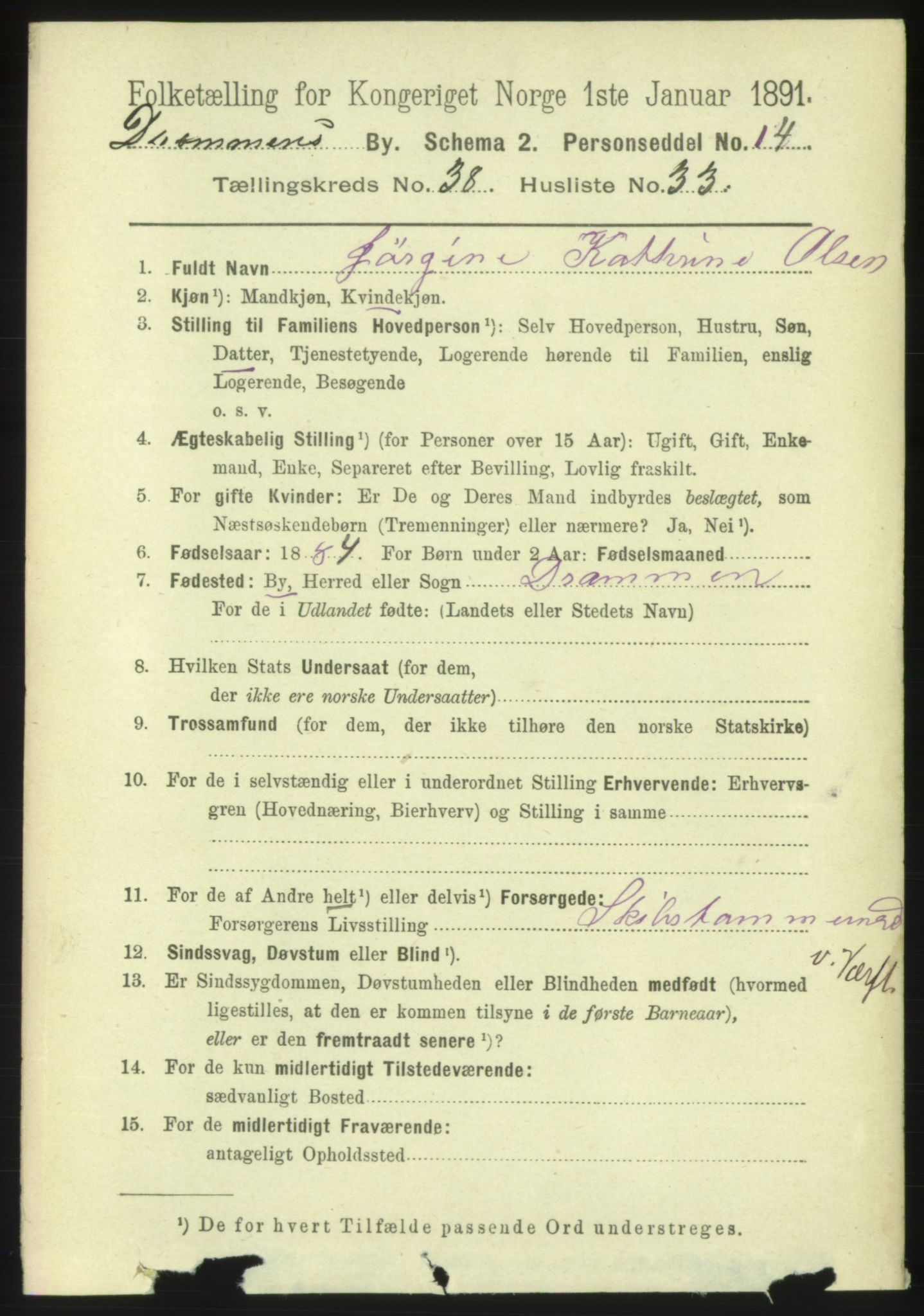 RA, 1891 census for 0602 Drammen, 1891, p. 23297