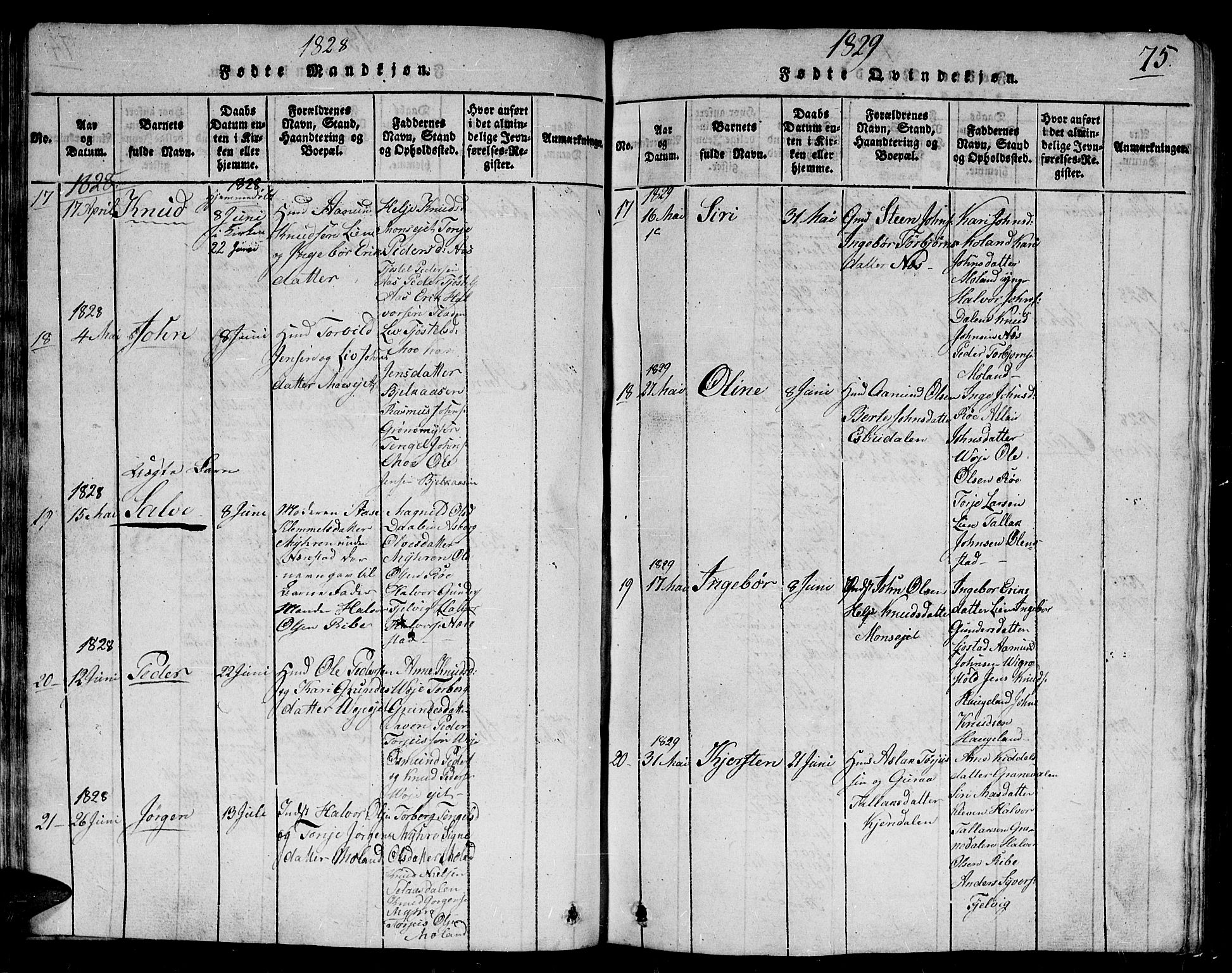 Gjerstad sokneprestkontor, SAK/1111-0014/F/Fb/Fbb/L0001: Parish register (copy) no. B 1, 1813-1863, p. 75