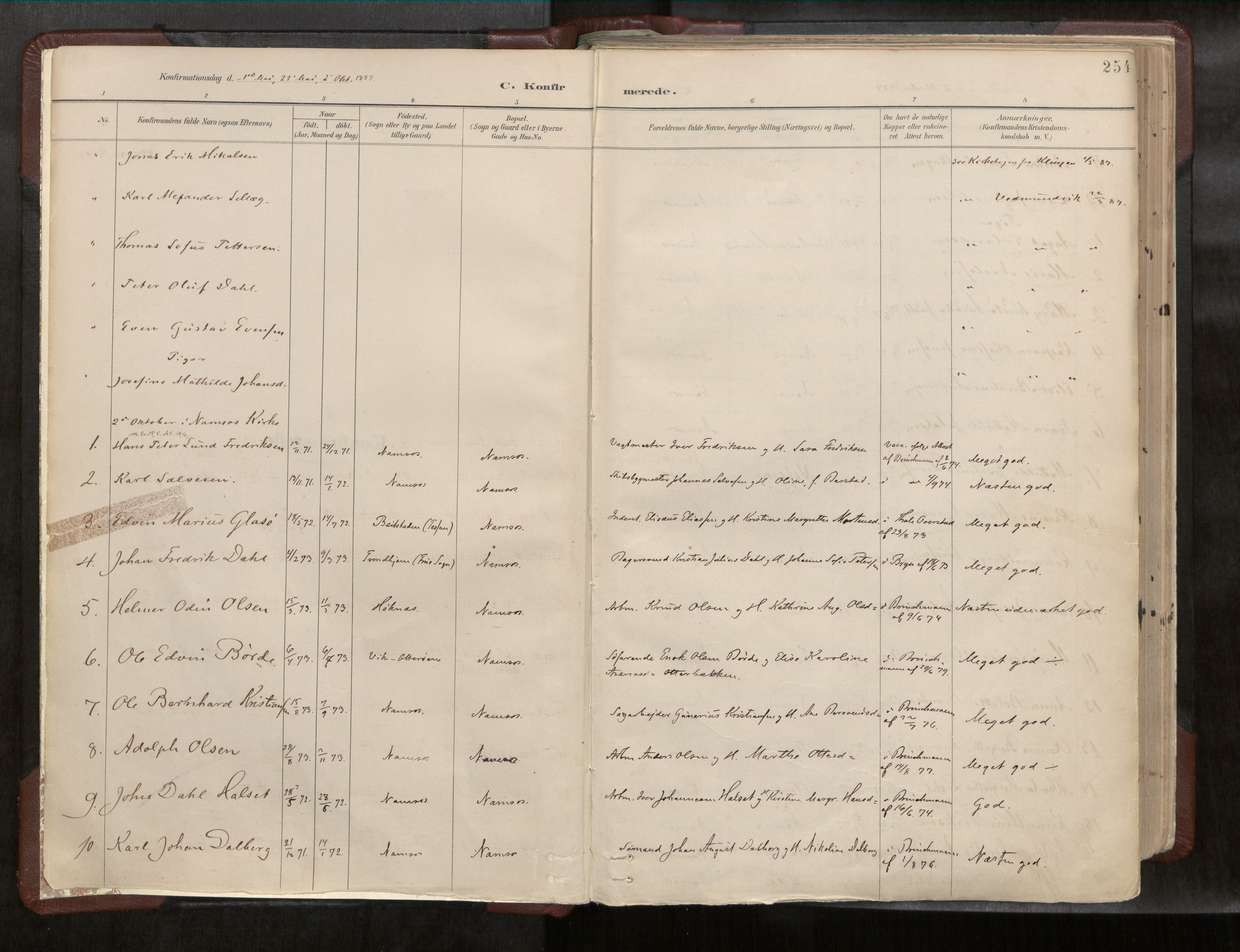 Ministerialprotokoller, klokkerbøker og fødselsregistre - Nord-Trøndelag, SAT/A-1458/768/L0579a: Parish register (official) no. 768A14, 1887-1931, p. 254