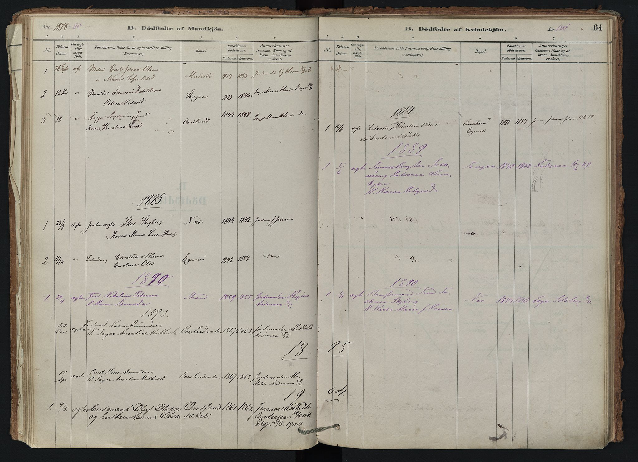 Brunlanes kirkebøker, AV/SAKO-A-342/F/Fd/L0001: Parish register (official) no. IV 1, 1878-1917, p. 64