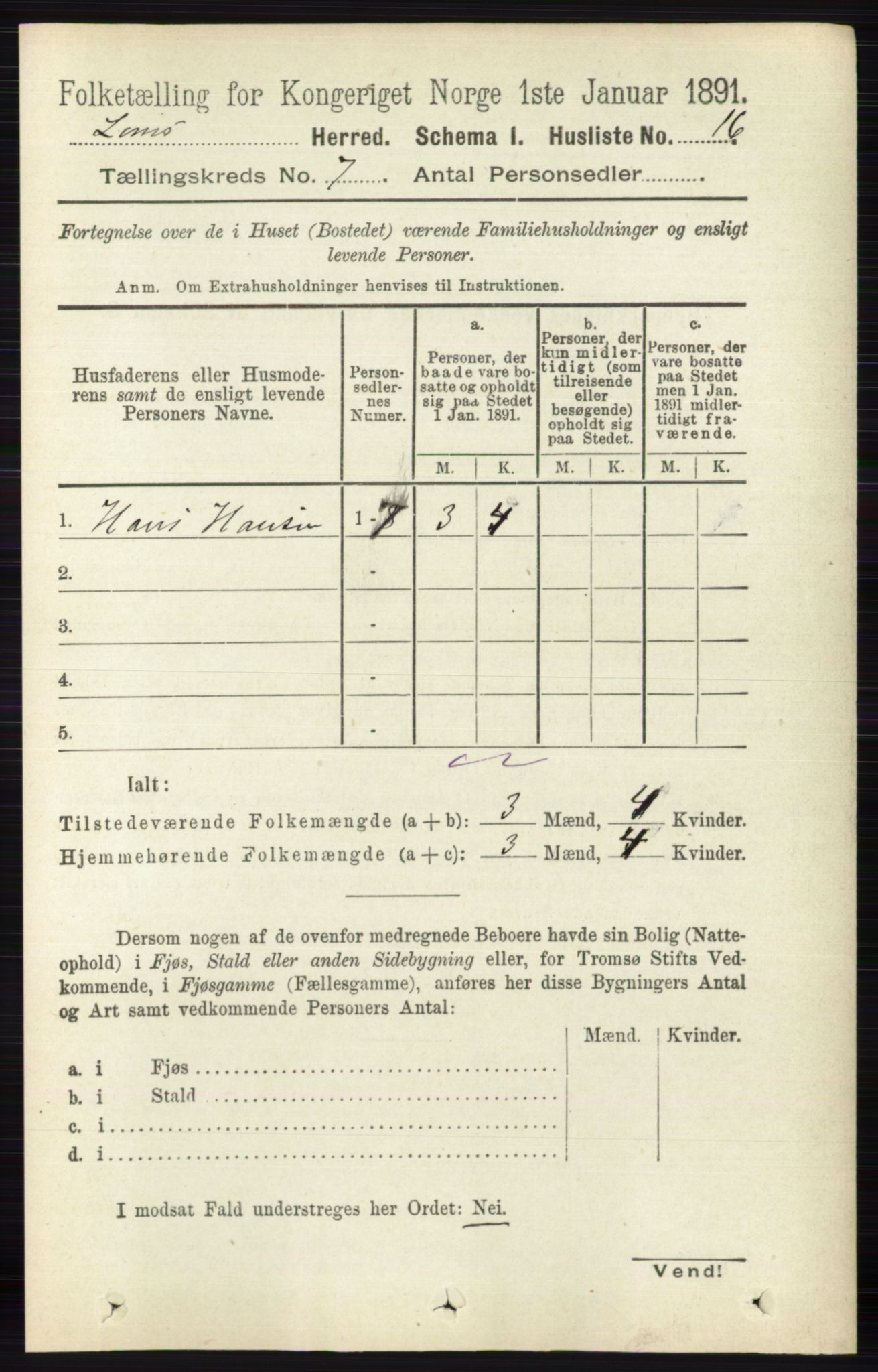 RA, 1891 census for 0514 Lom, 1891, p. 2775