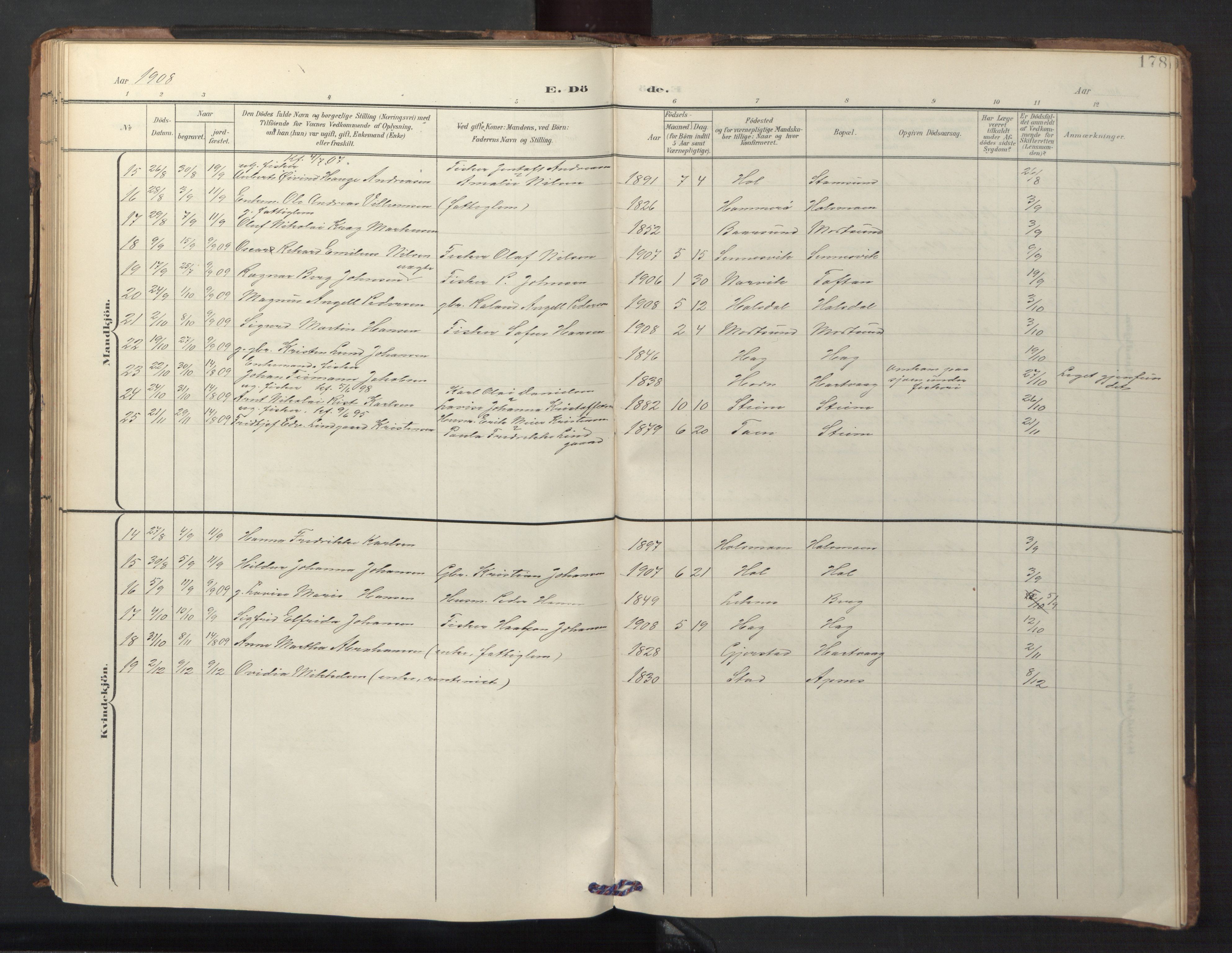 Ministerialprotokoller, klokkerbøker og fødselsregistre - Nordland, SAT/A-1459/882/L1185: Parish register (copy) no. 882C03, 1898-1910, p. 178