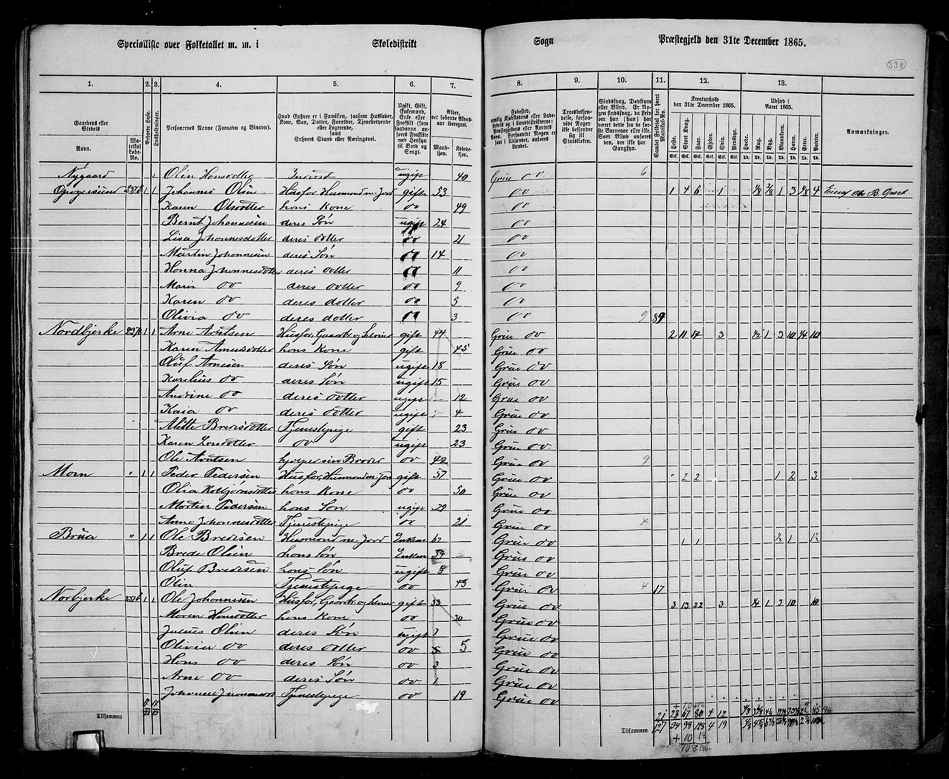 RA, 1865 census for Grue, 1865, p. 296