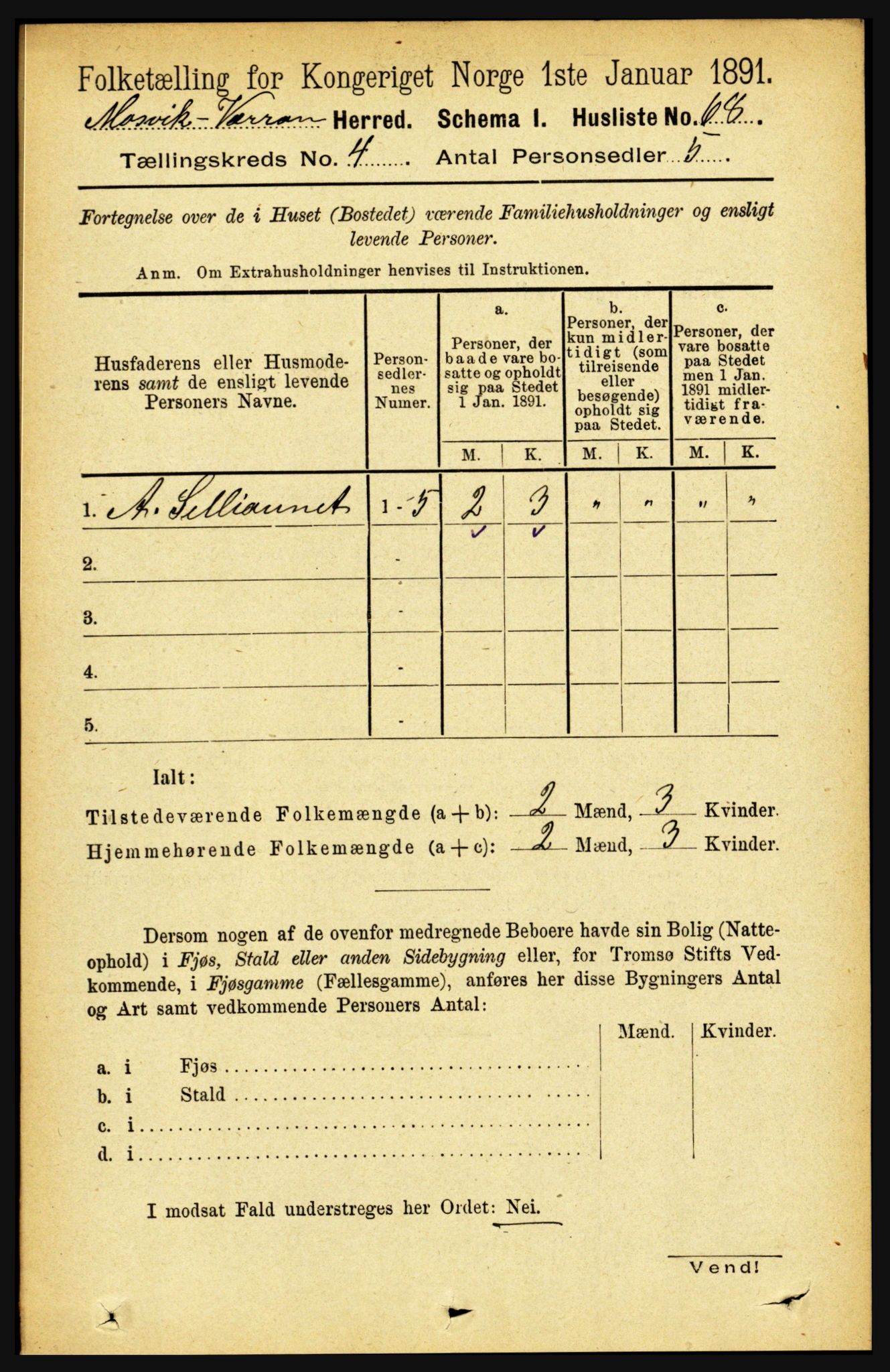 RA, 1891 census for 1723 Mosvik og Verran, 1891, p. 1385