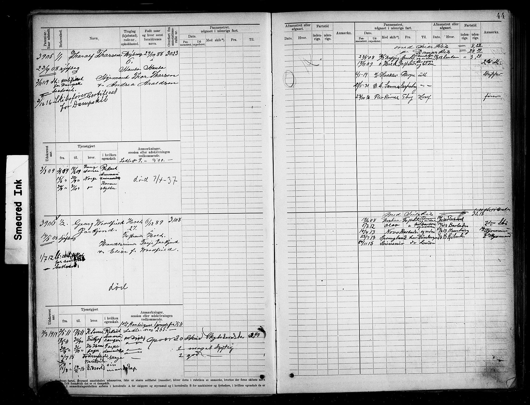 Tvedestrand mønstringskrets, AV/SAK-2031-0011/F/Fb/L0020: Hovedrulle A nr 3819-4409, U-36, 1906-1918, p. 47