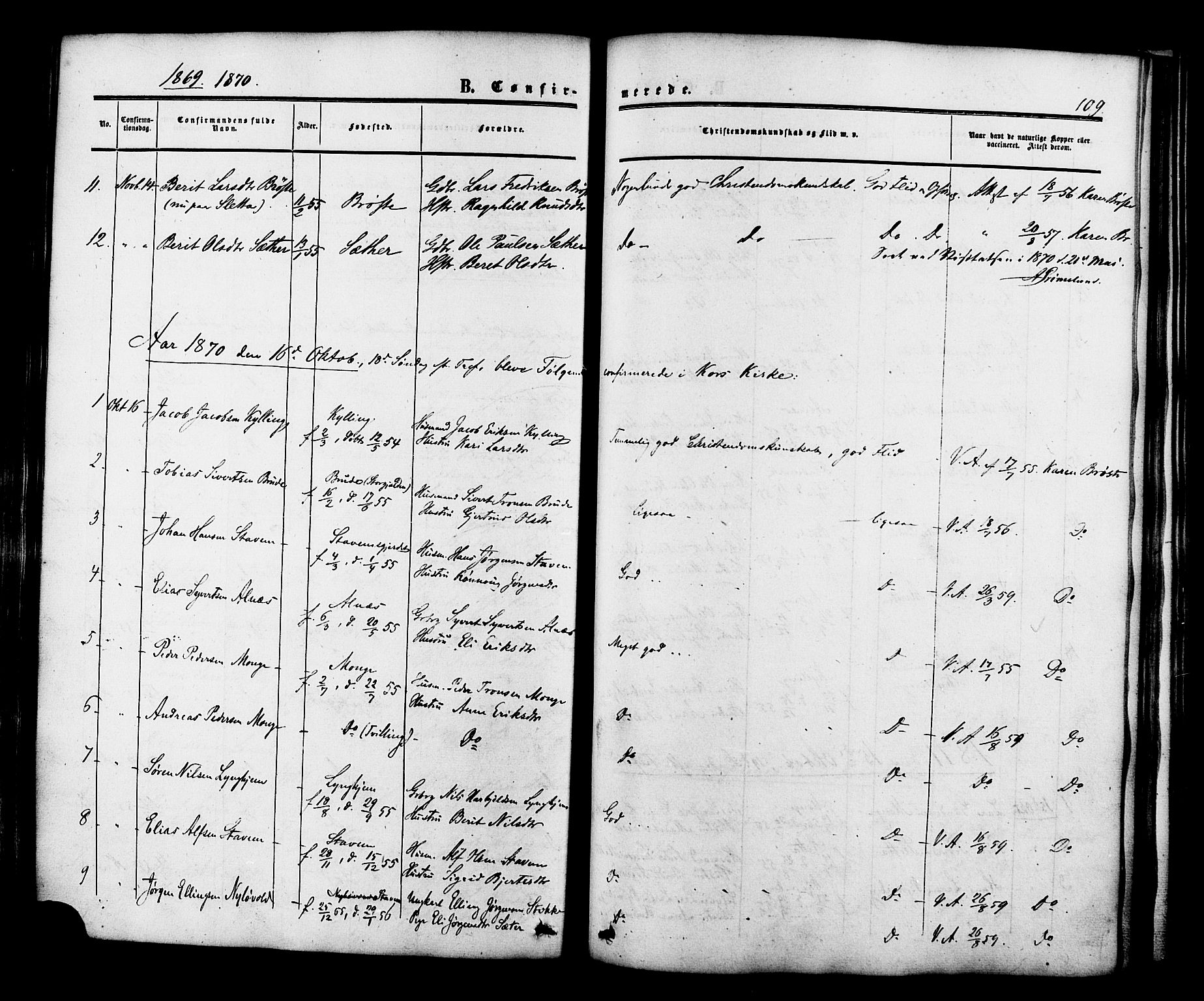 Ministerialprotokoller, klokkerbøker og fødselsregistre - Møre og Romsdal, SAT/A-1454/546/L0594: Parish register (official) no. 546A02, 1854-1882, p. 109