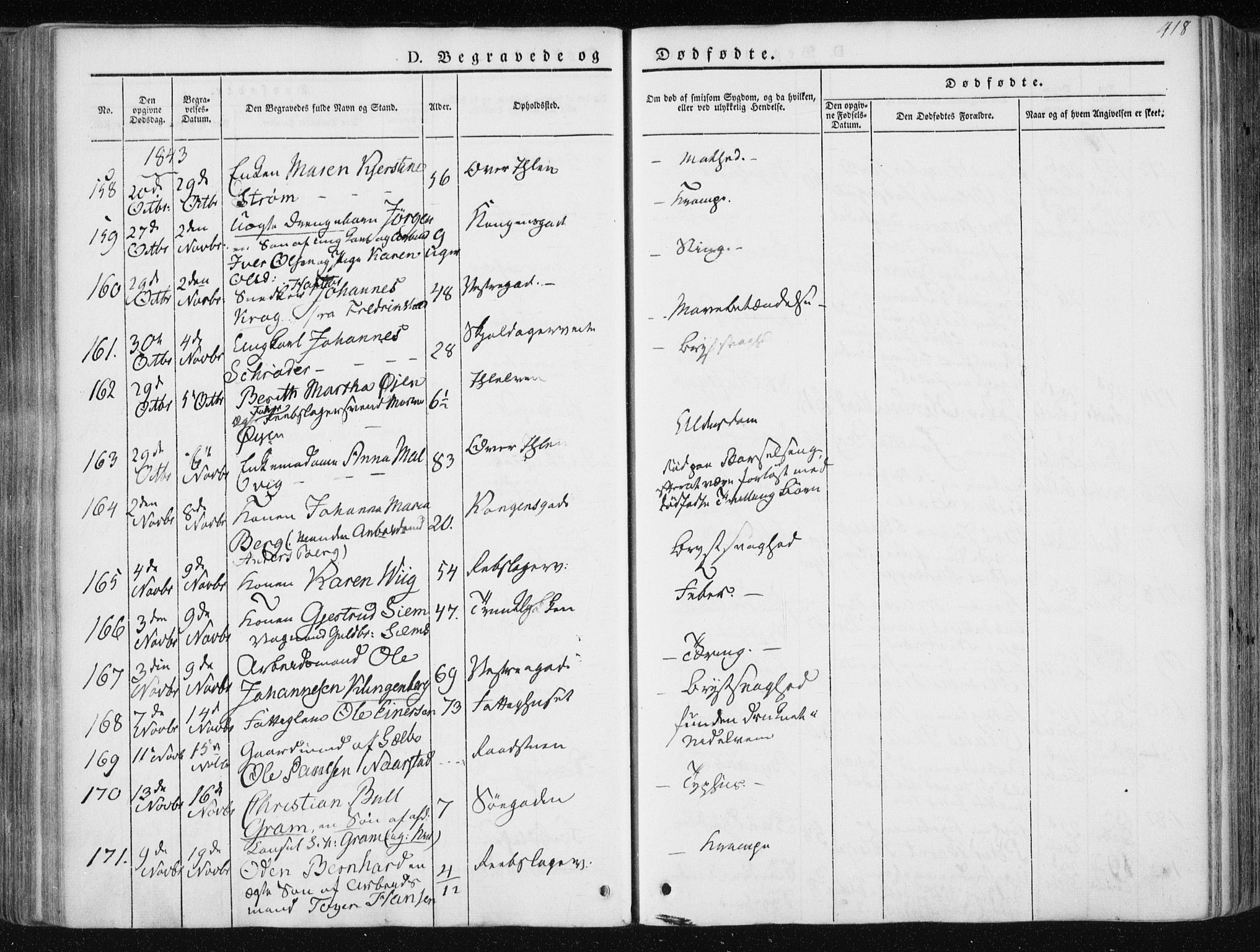 Ministerialprotokoller, klokkerbøker og fødselsregistre - Sør-Trøndelag, SAT/A-1456/601/L0049: Parish register (official) no. 601A17, 1839-1847, p. 418