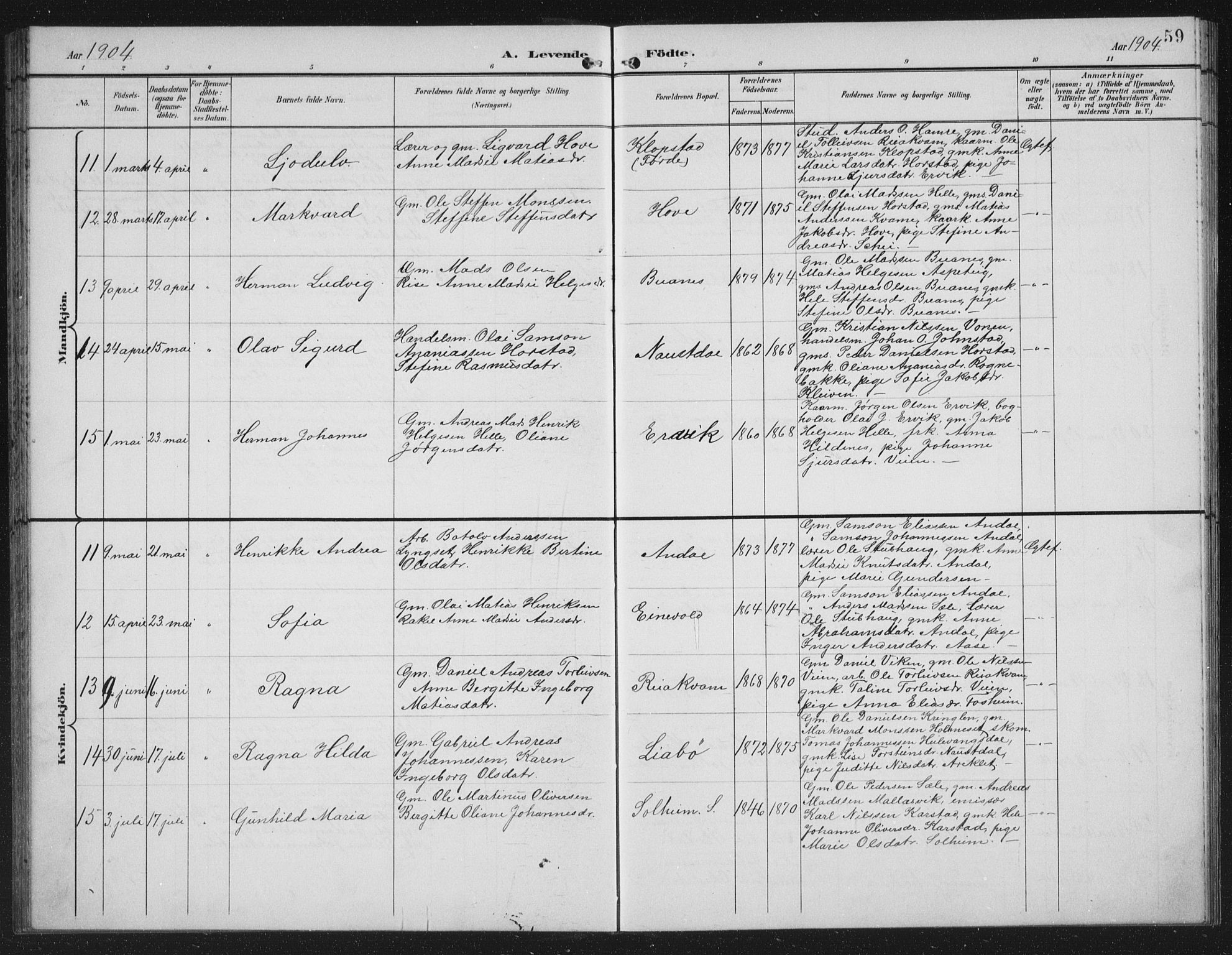 Førde sokneprestembete, AV/SAB-A-79901/H/Hab/Habd/L0004: Parish register (copy) no. D 4, 1896-1913, p. 59