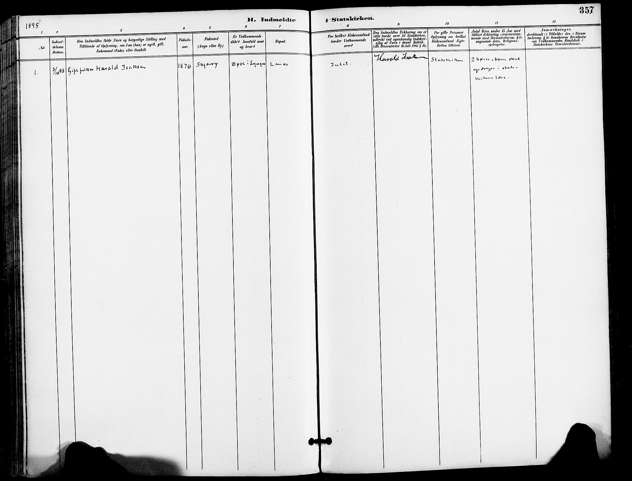 Karlsøy sokneprestembete, AV/SATØ-S-1299/H/Ha/Haa/L0007kirke: Parish register (official) no. 7, 1891-1902, p. 357