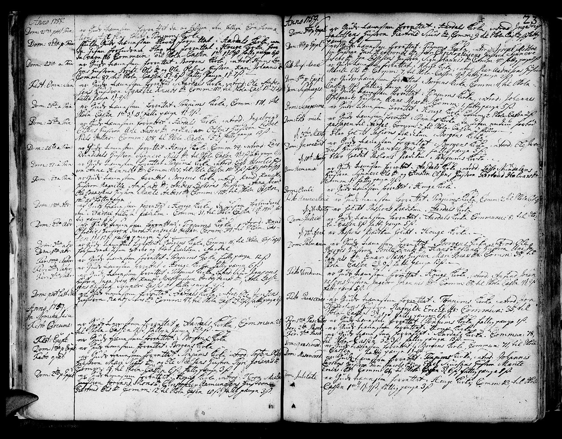 Lærdal sokneprestembete, SAB/A-81201: Parish register (official) no. A 2, 1752-1782, p. 23