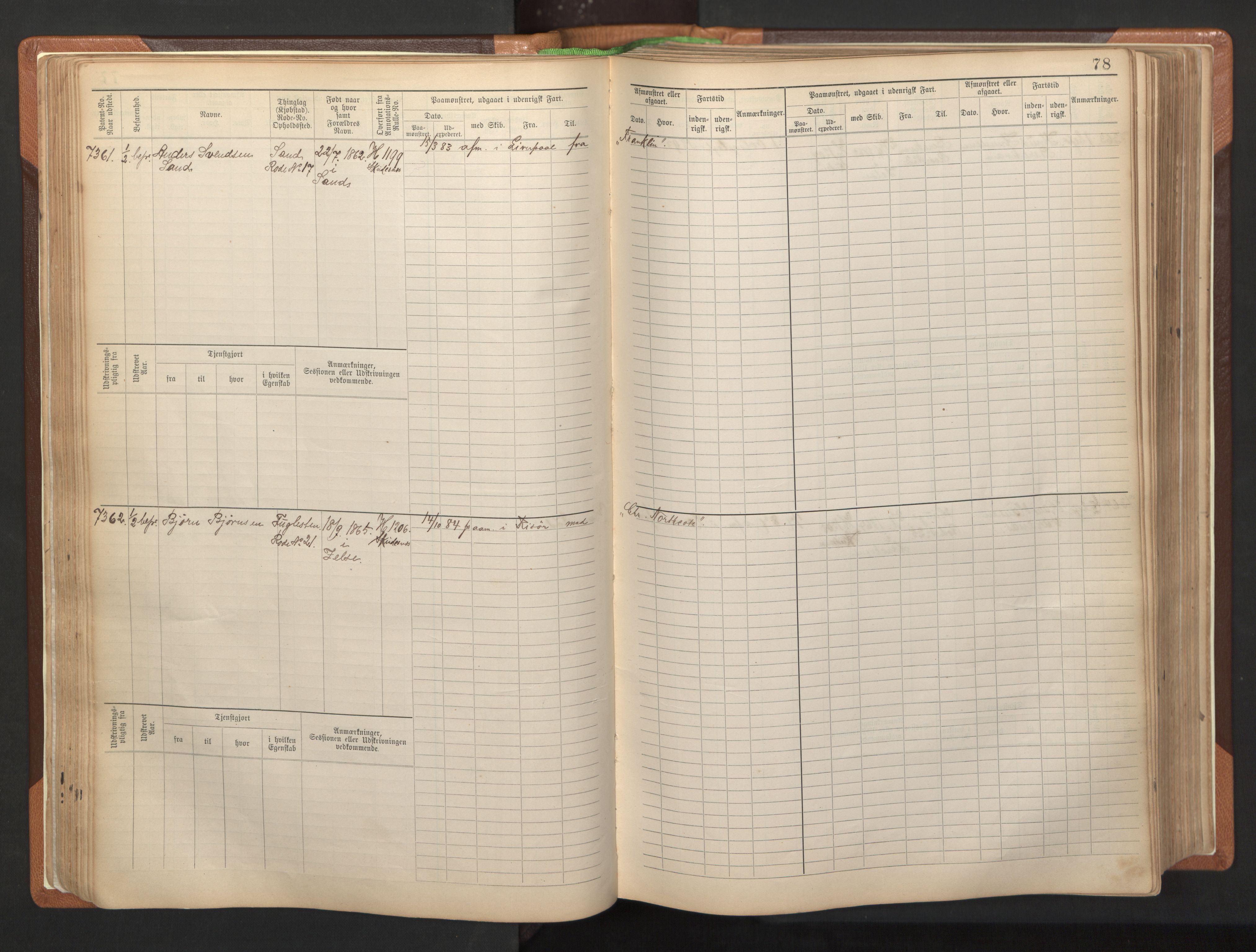 Stavanger sjømannskontor, AV/SAST-A-102006/F/Fb/Fbb/L0012: Sjøfartshovedrulle, patentnr. 7207-8158, 1894-1904, p. 81