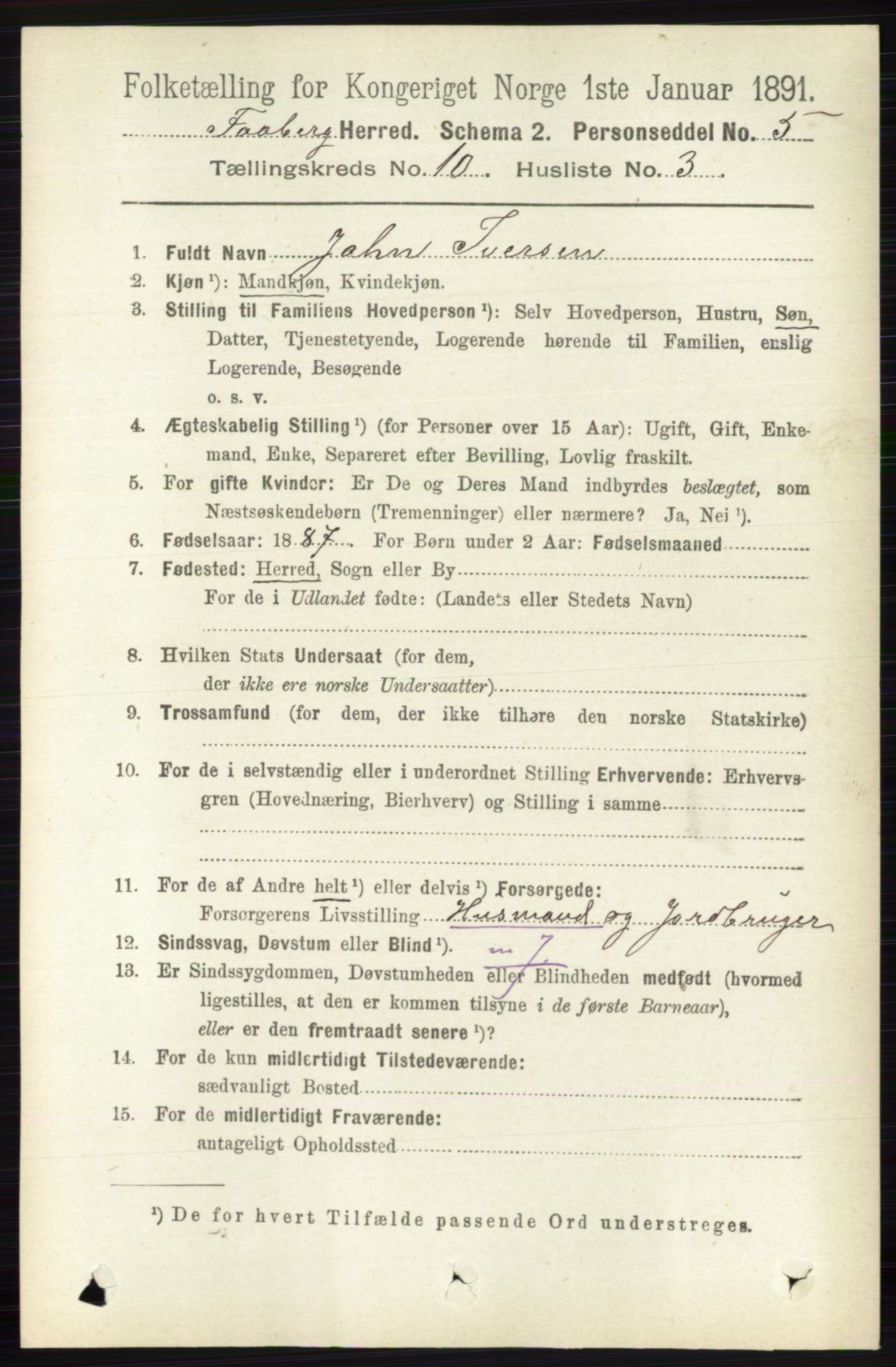 RA, 1891 census for 0524 Fåberg, 1891, p. 4123