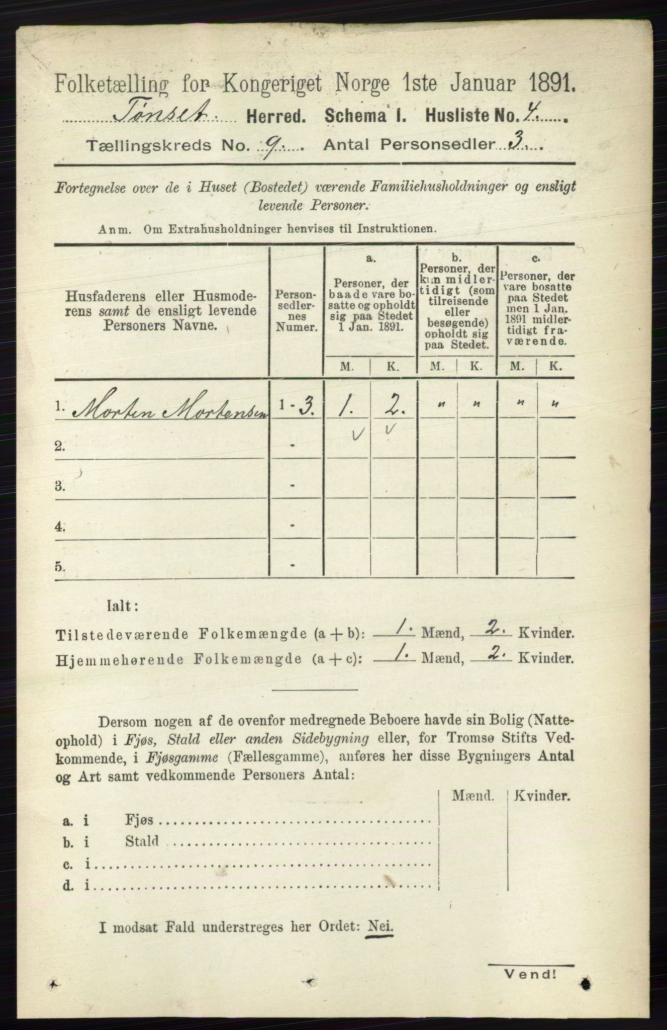 RA, 1891 census for 0437 Tynset, 1891, p. 2351