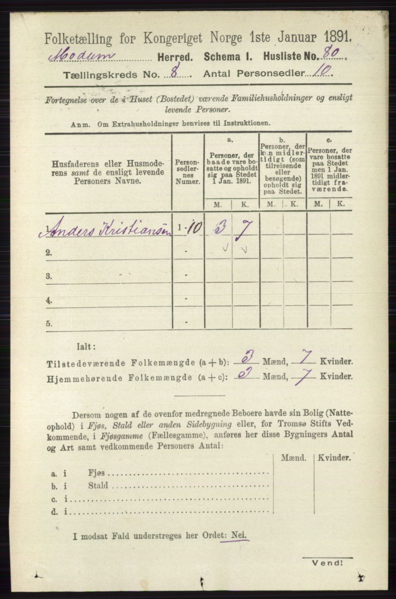 RA, 1891 census for 0623 Modum, 1891, p. 2863