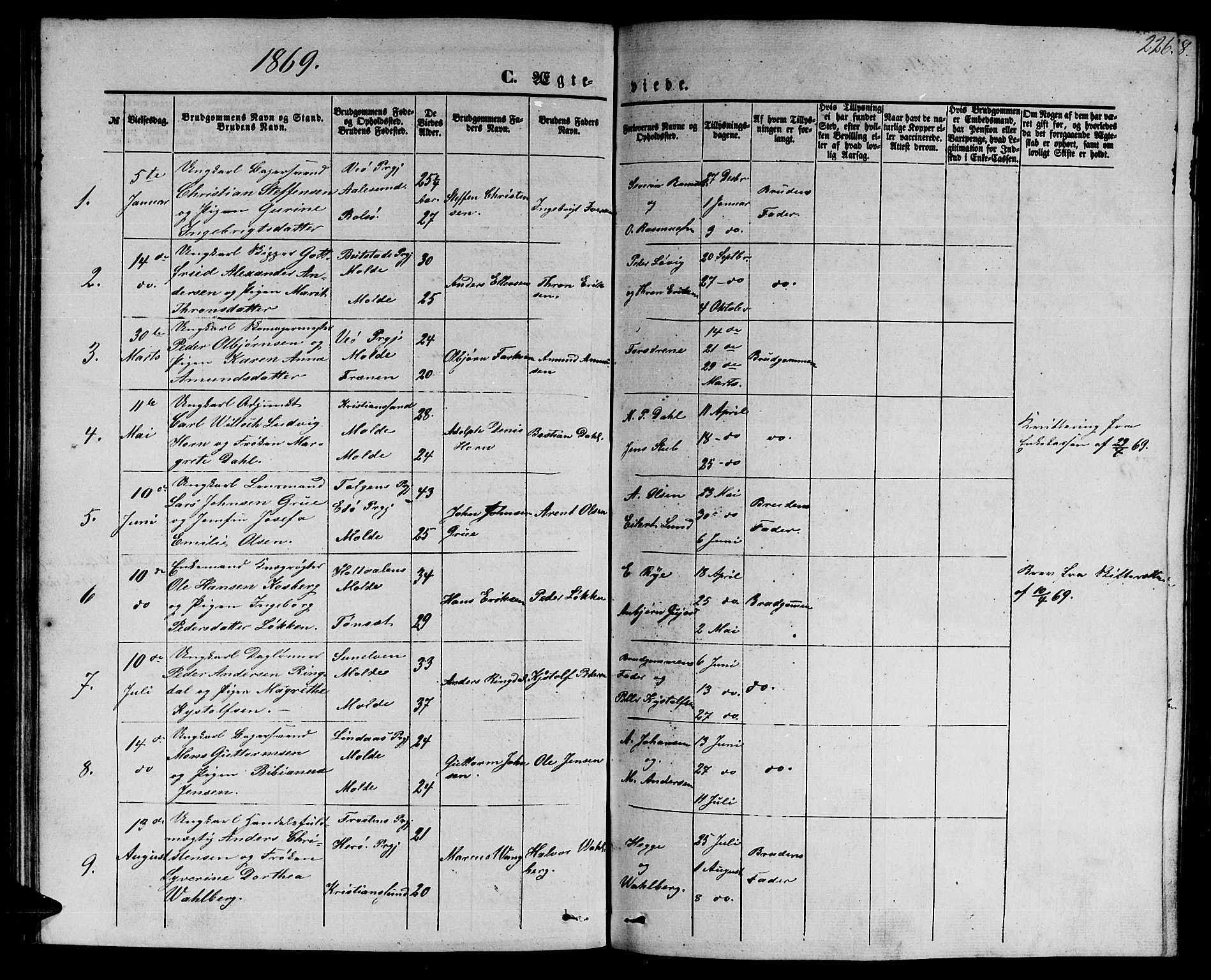 Ministerialprotokoller, klokkerbøker og fødselsregistre - Møre og Romsdal, AV/SAT-A-1454/558/L0701: Parish register (copy) no. 558C02, 1862-1879, p. 226