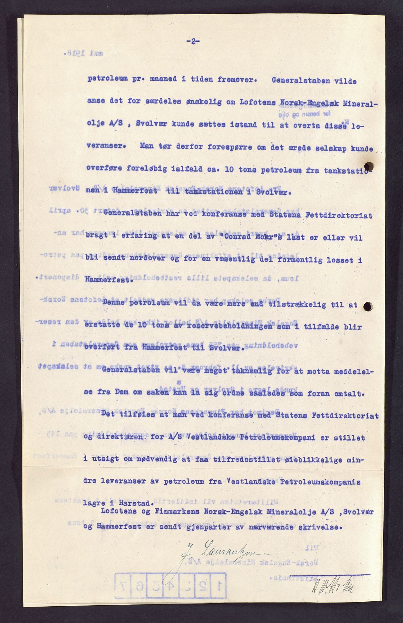 Pa 1521 - A/S Norske Shell, AV/SAST-A-101915/E/Ea/Eaa/L0003: Sjefskorrespondanse, 1918, p. 7