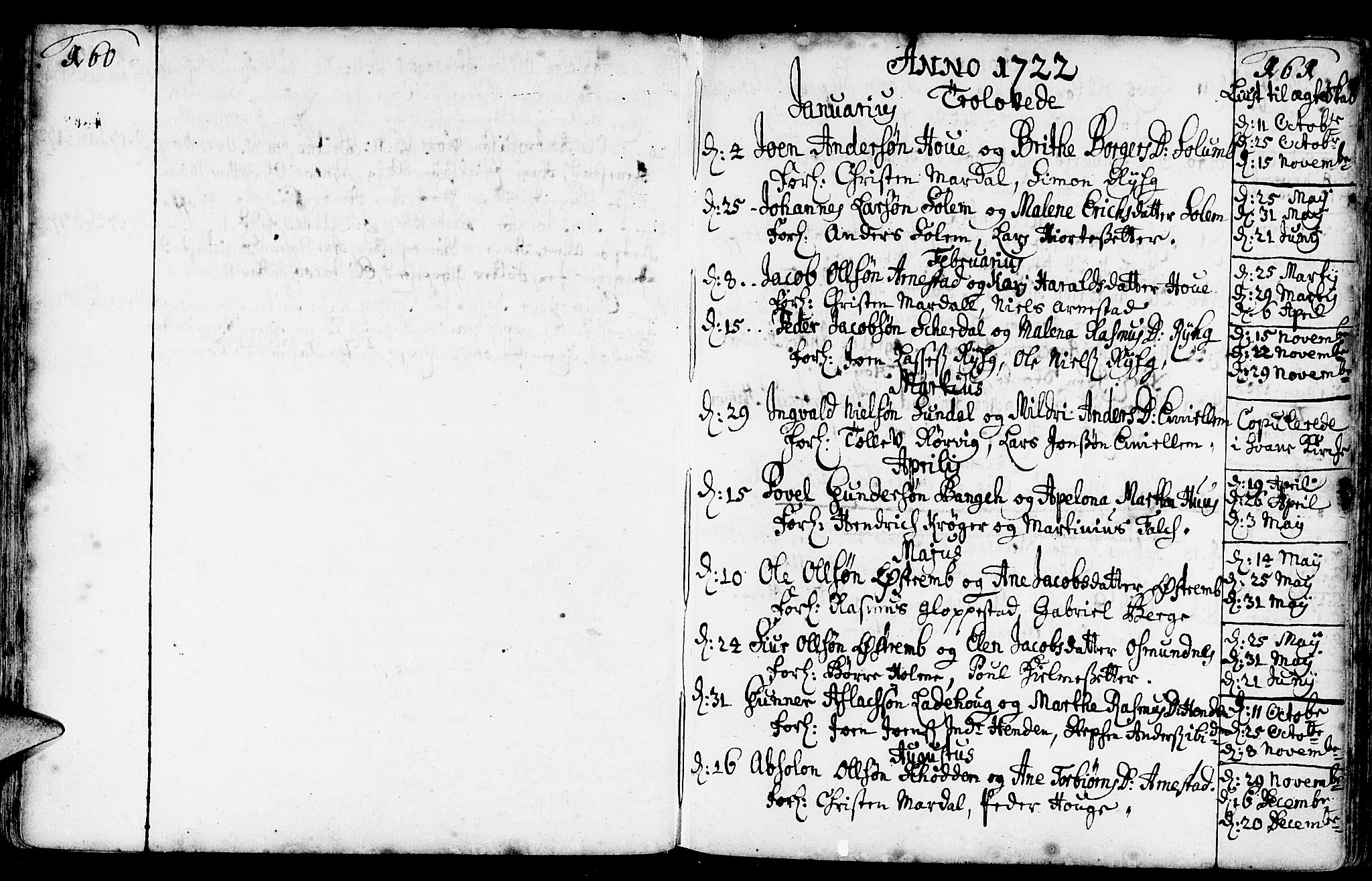 Gloppen sokneprestembete, AV/SAB-A-80101/H/Haa/Haaa/L0002: Parish register (official) no. A 2, 1712-1735, p. 160-161