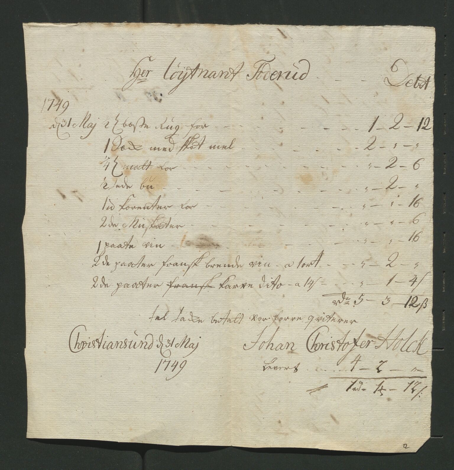 Åker i Vang, Hedmark, og familien Todderud, AV/SAH-ARK-010/J/Jc/L0001: Korrespondanse, 1706-1752, p. 161