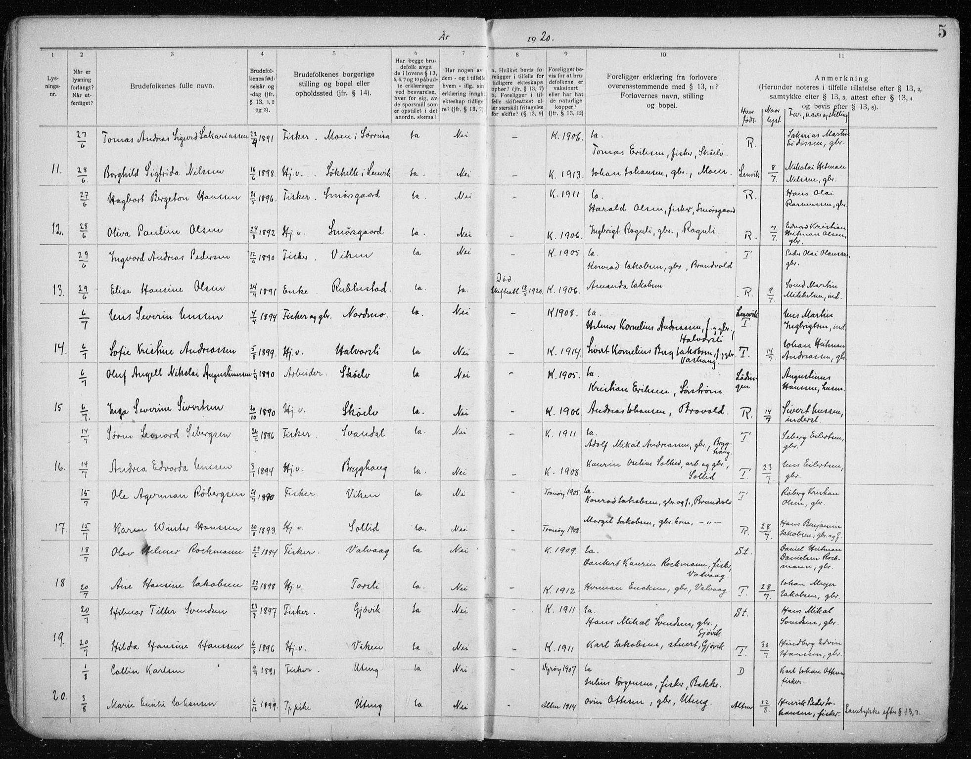 Tranøy sokneprestkontor, SATØ/S-1313/J/Jc/L0053: Banns register no. 53, 1919-1940, p. 5