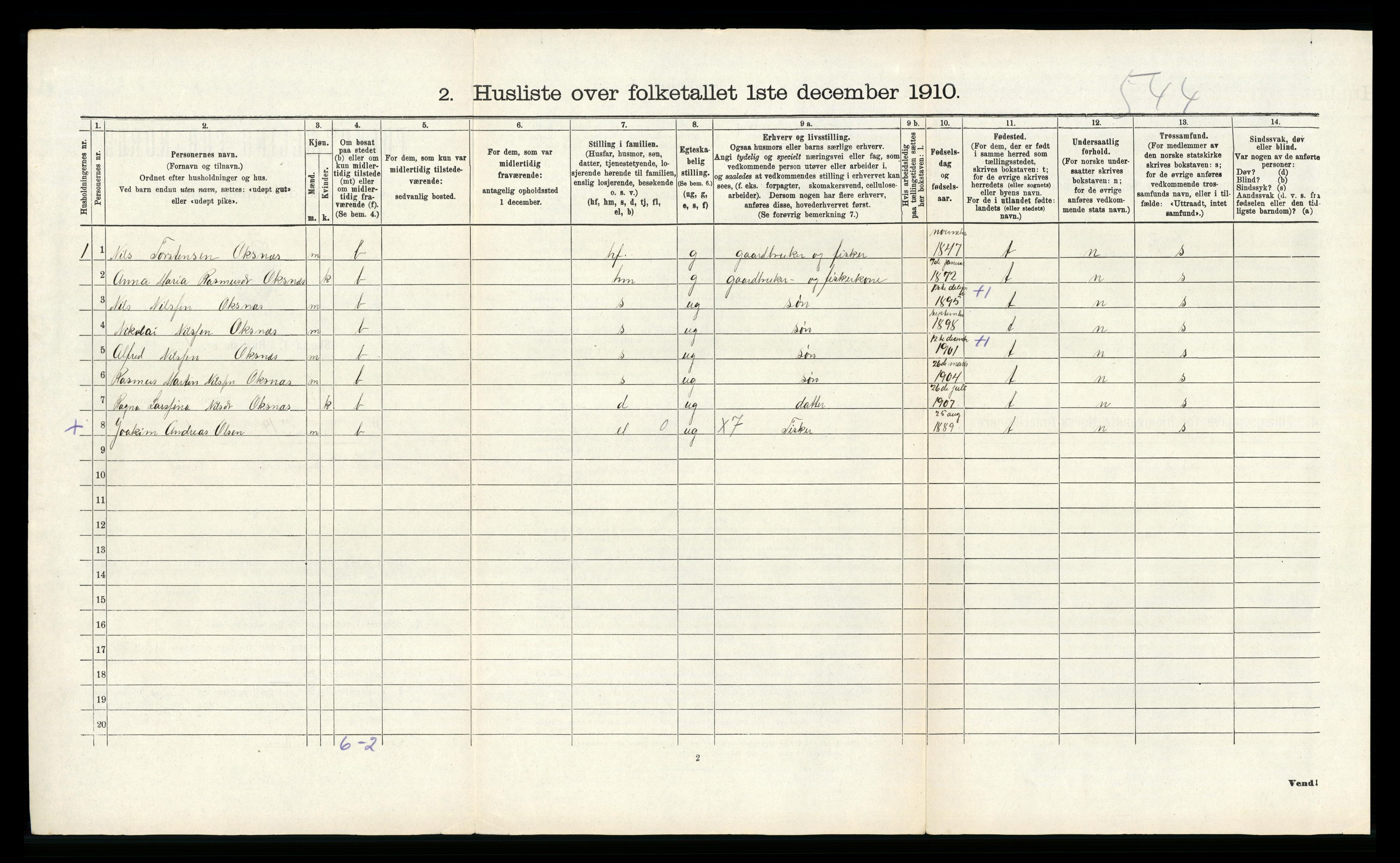 RA, 1910 census for Herdla, 1910, p. 409