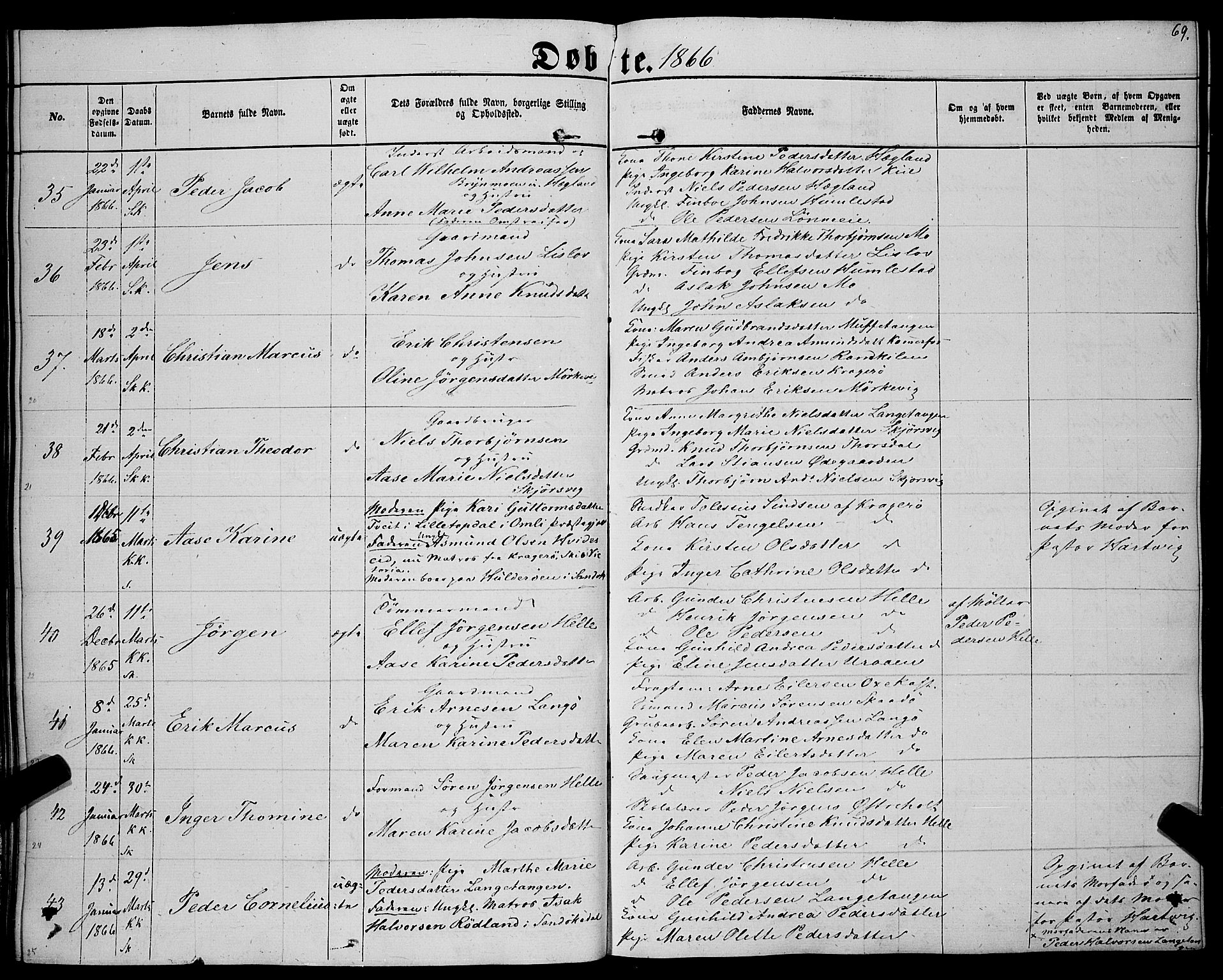 Sannidal kirkebøker, AV/SAKO-A-296/F/Fa/L0011: Parish register (official) no. 11, 1863-1873, p. 69