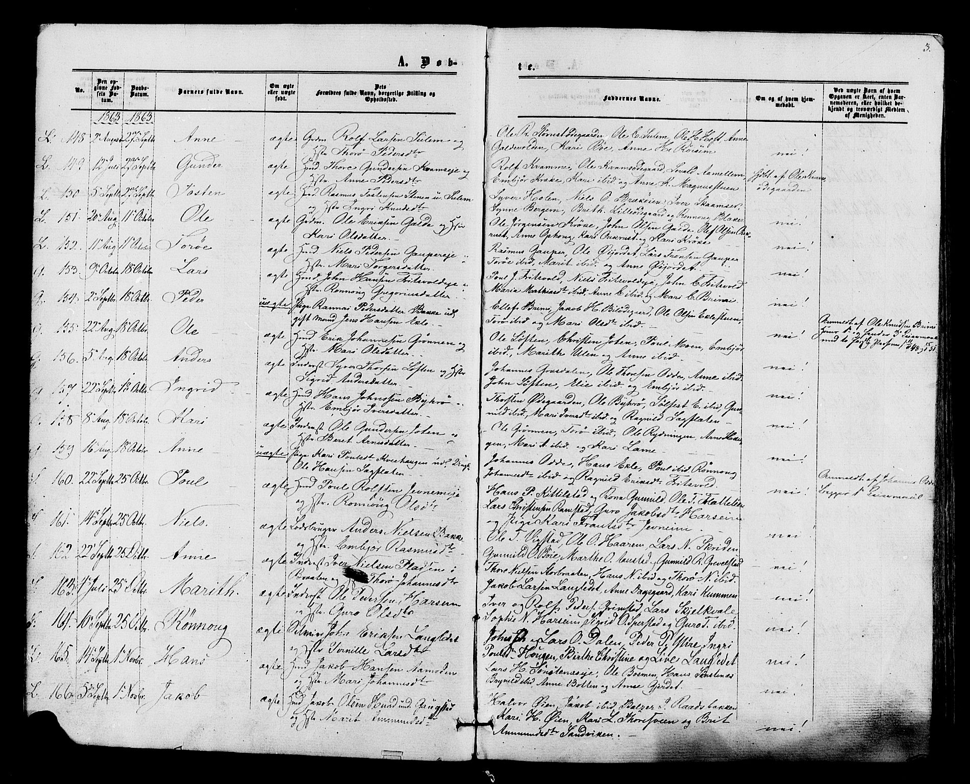 Lom prestekontor, AV/SAH-PREST-070/K/L0007: Parish register (official) no. 7, 1863-1884, p. 3