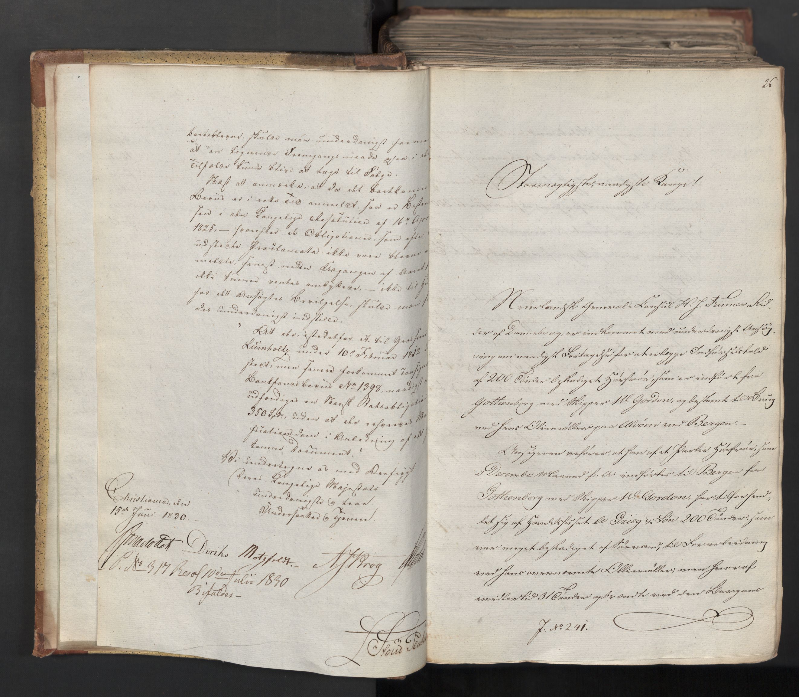 Statsrådsavdelingen i Stockholm, AV/RA-S-1003/D/Da/L0066: Regjeringsinnstillinger nr. 240-449, 1830, p. 6