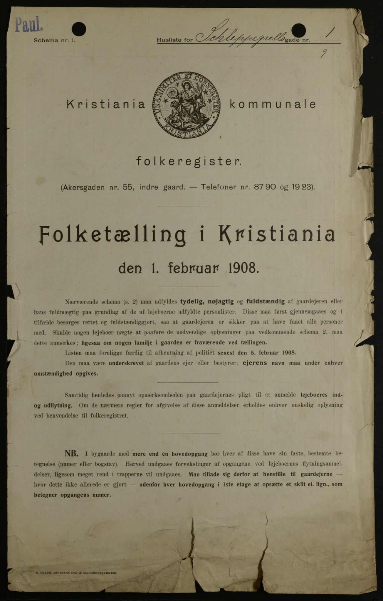 OBA, Municipal Census 1908 for Kristiania, 1908, p. 80740