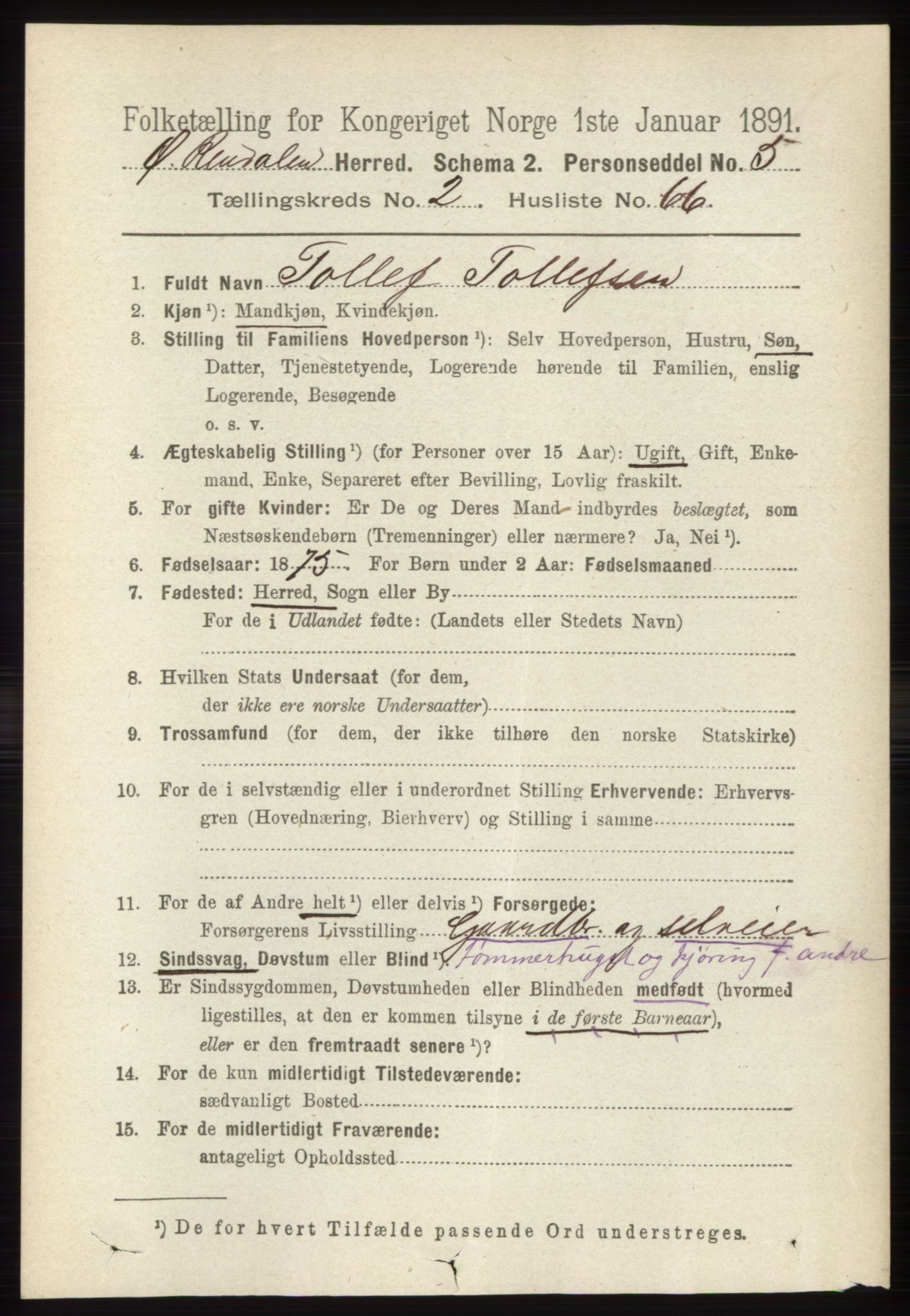 RA, 1891 census for 0433 Øvre Rendal, 1891, p. 790