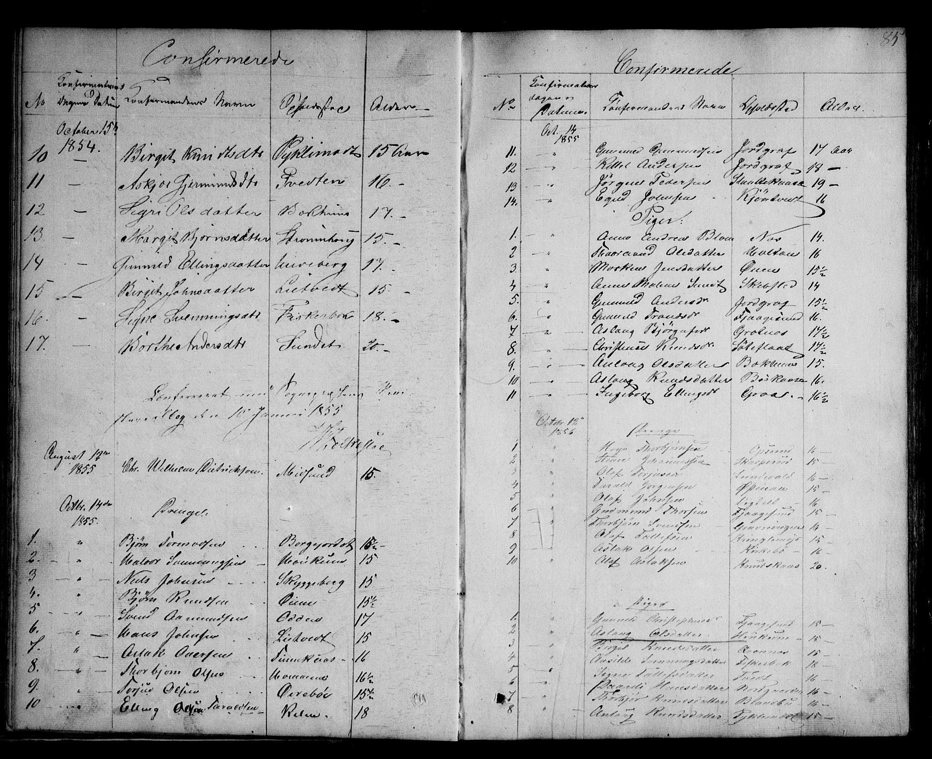 Kviteseid kirkebøker, SAKO/A-276/G/Ga/L0001: Parish register (copy) no. I 1, 1850-1893, p. 85