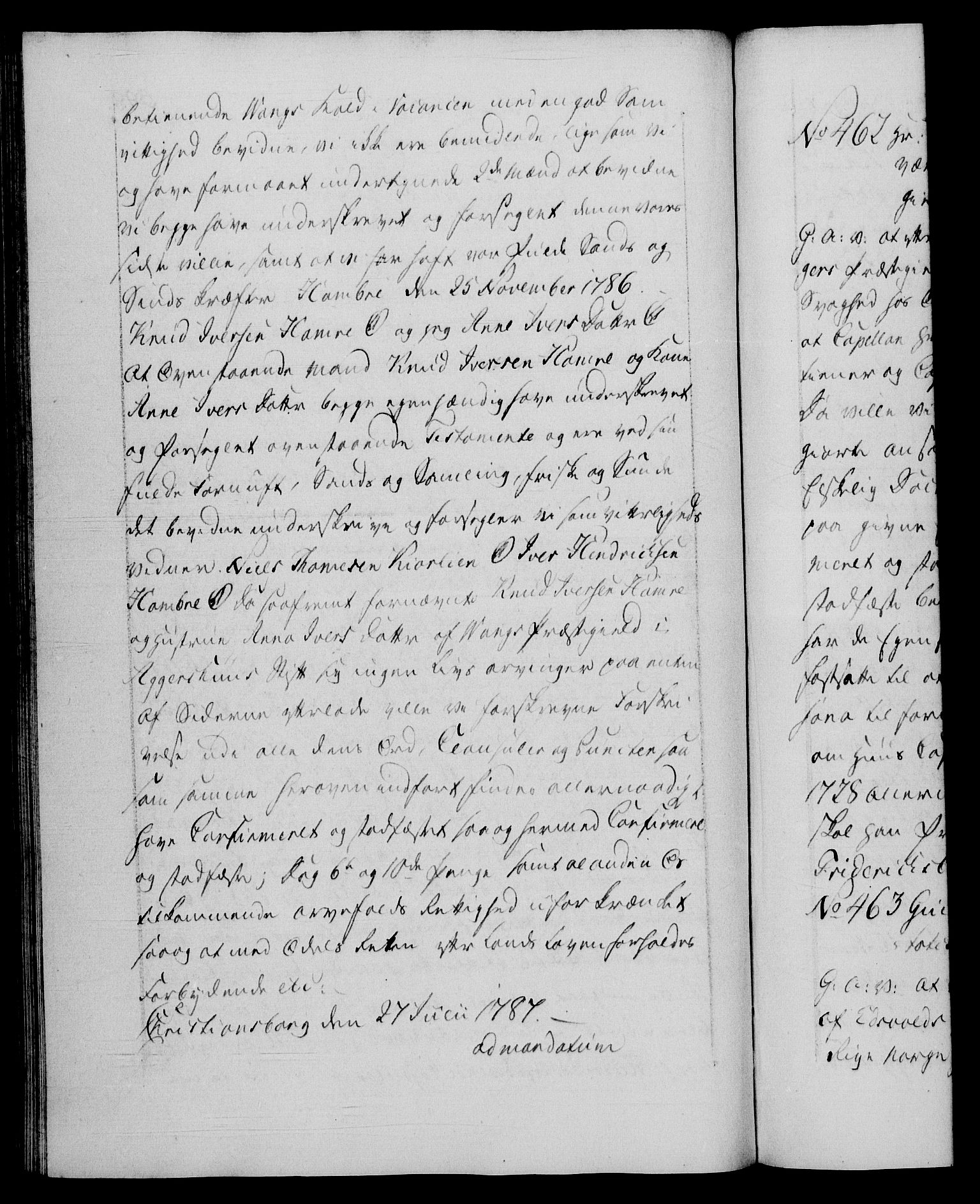 Danske Kanselli 1572-1799, RA/EA-3023/F/Fc/Fca/Fcaa/L0051: Norske registre, 1786-1787, p. 598b
