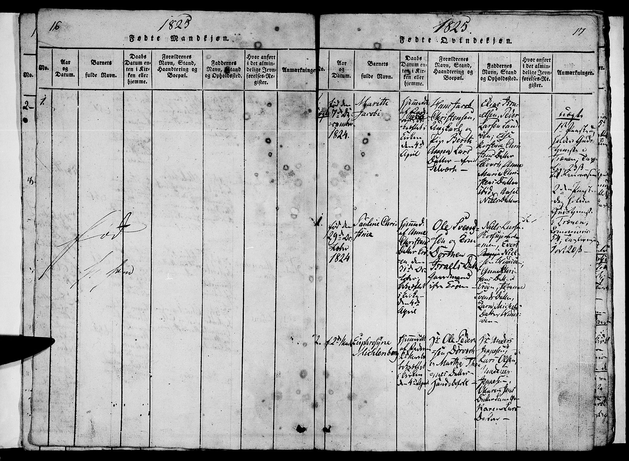 Ministerialprotokoller, klokkerbøker og fødselsregistre - Nordland, SAT/A-1459/840/L0581: Parish register (copy) no. 840C01, 1820-1873, p. 16-17