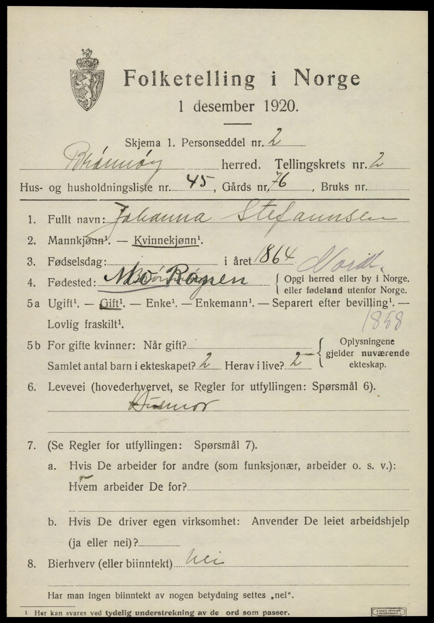 SAT, 1920 census for Brønnøy, 1920, p. 2472