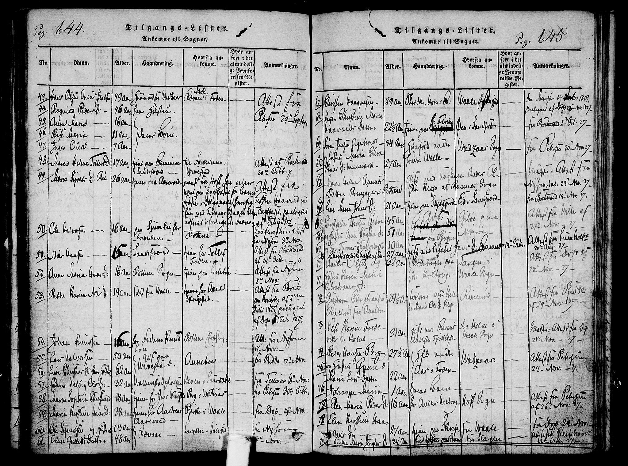 Ramnes kirkebøker, SAKO/A-314/F/Fa/L0004: Parish register (official) no. I 4, 1813-1840, p. 644-645