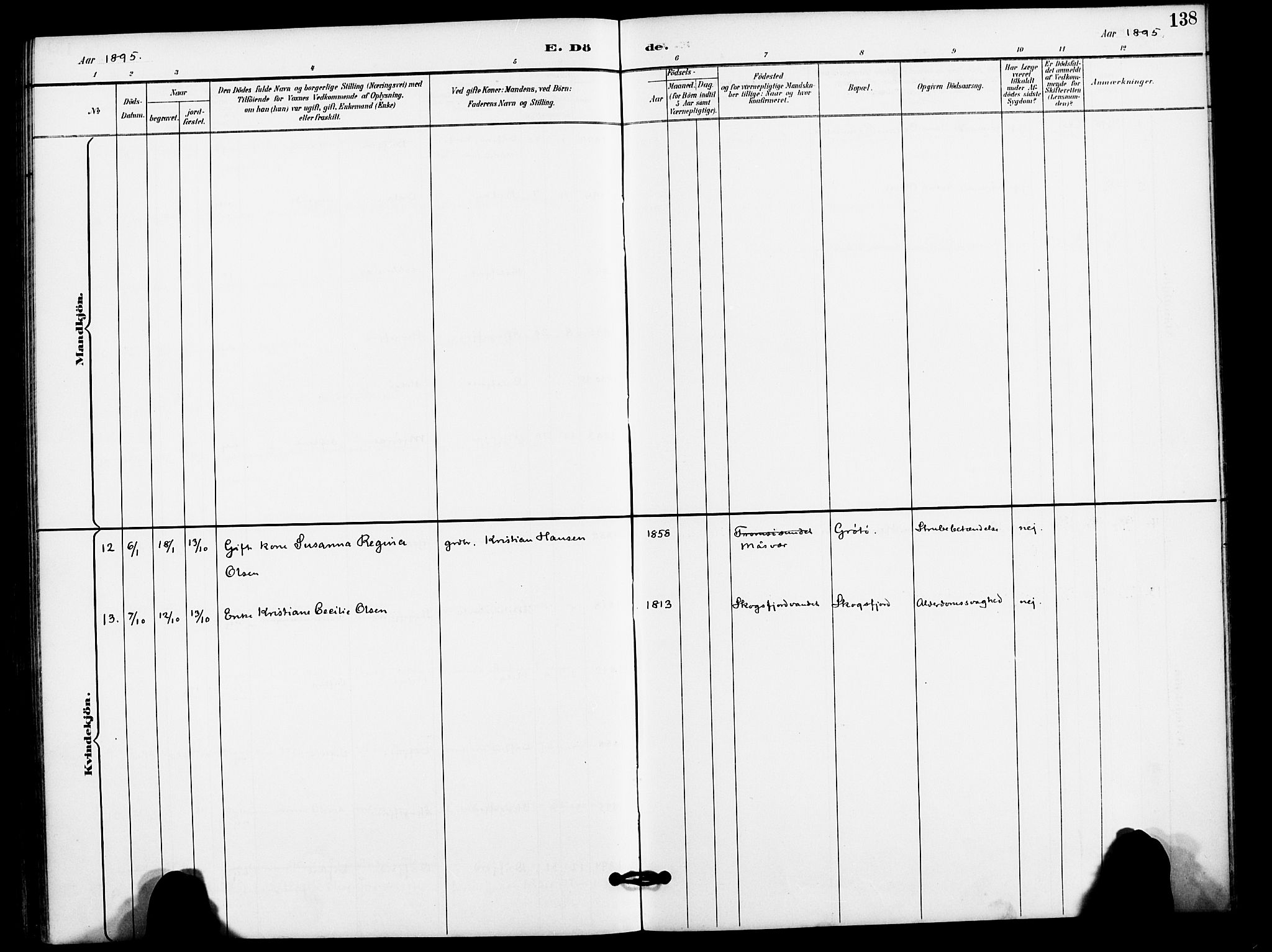 Karlsøy sokneprestembete, AV/SATØ-S-1299/H/Ha/Haa/L0012kirke: Parish register (official) no. 12, 1892-1902, p. 138