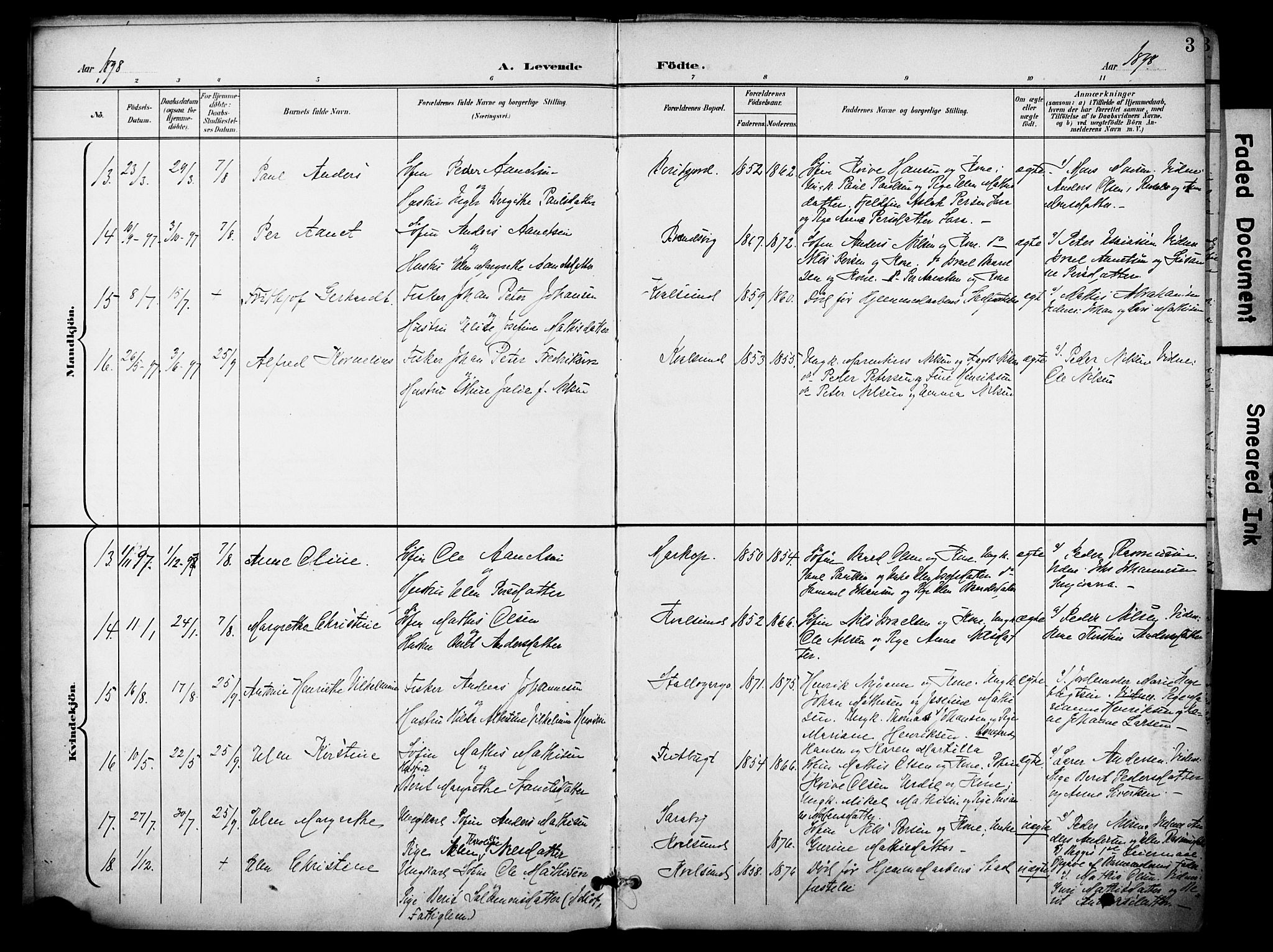Hammerfest sokneprestkontor, AV/SATØ-S-1347/H/Ha/L0012.kirke: Parish register (official) no. 12, 1898-1908, p. 3