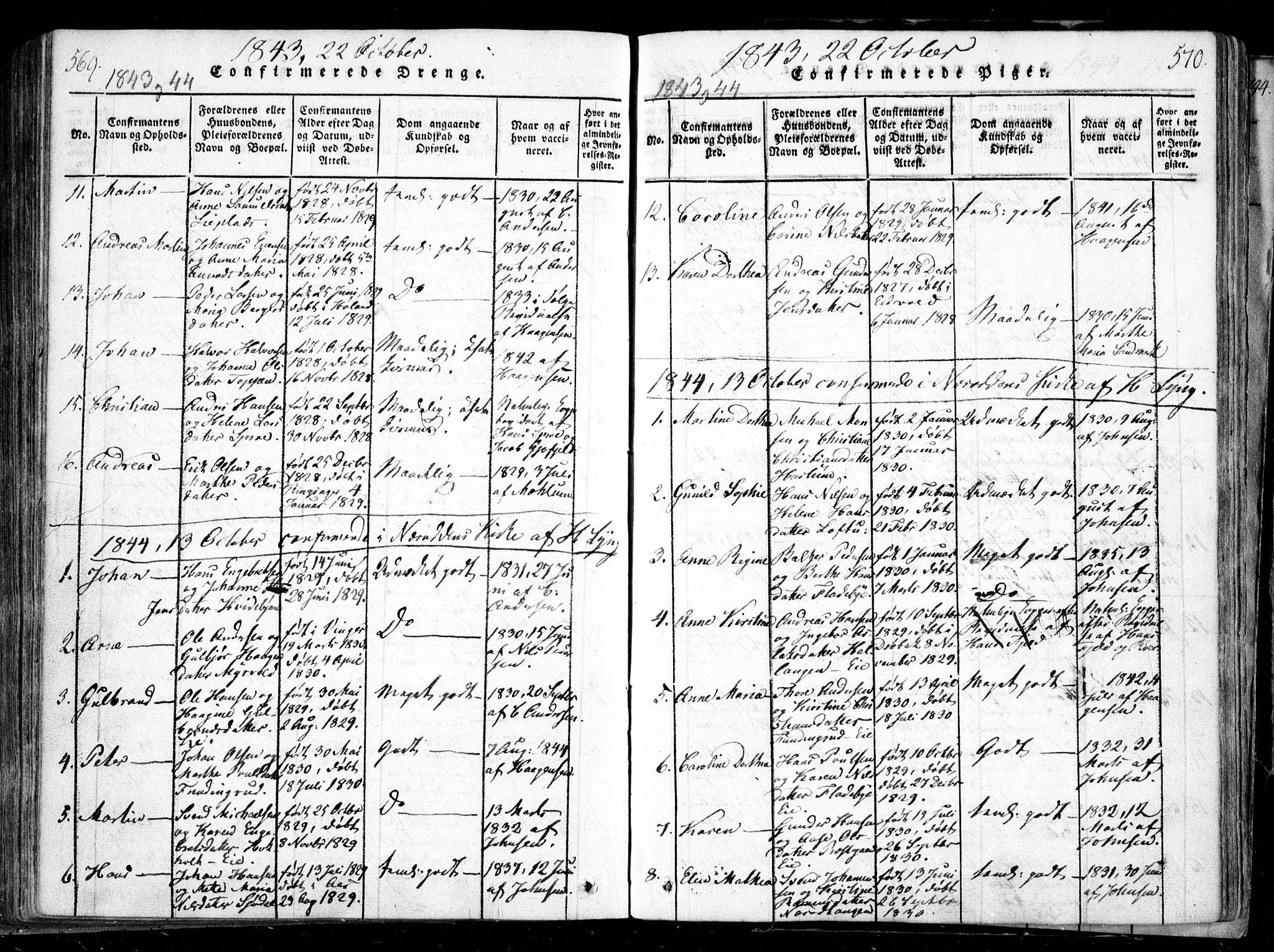 Nesodden prestekontor Kirkebøker, SAO/A-10013/F/Fa/L0006: Parish register (official) no. I 6, 1814-1847, p. 569-570