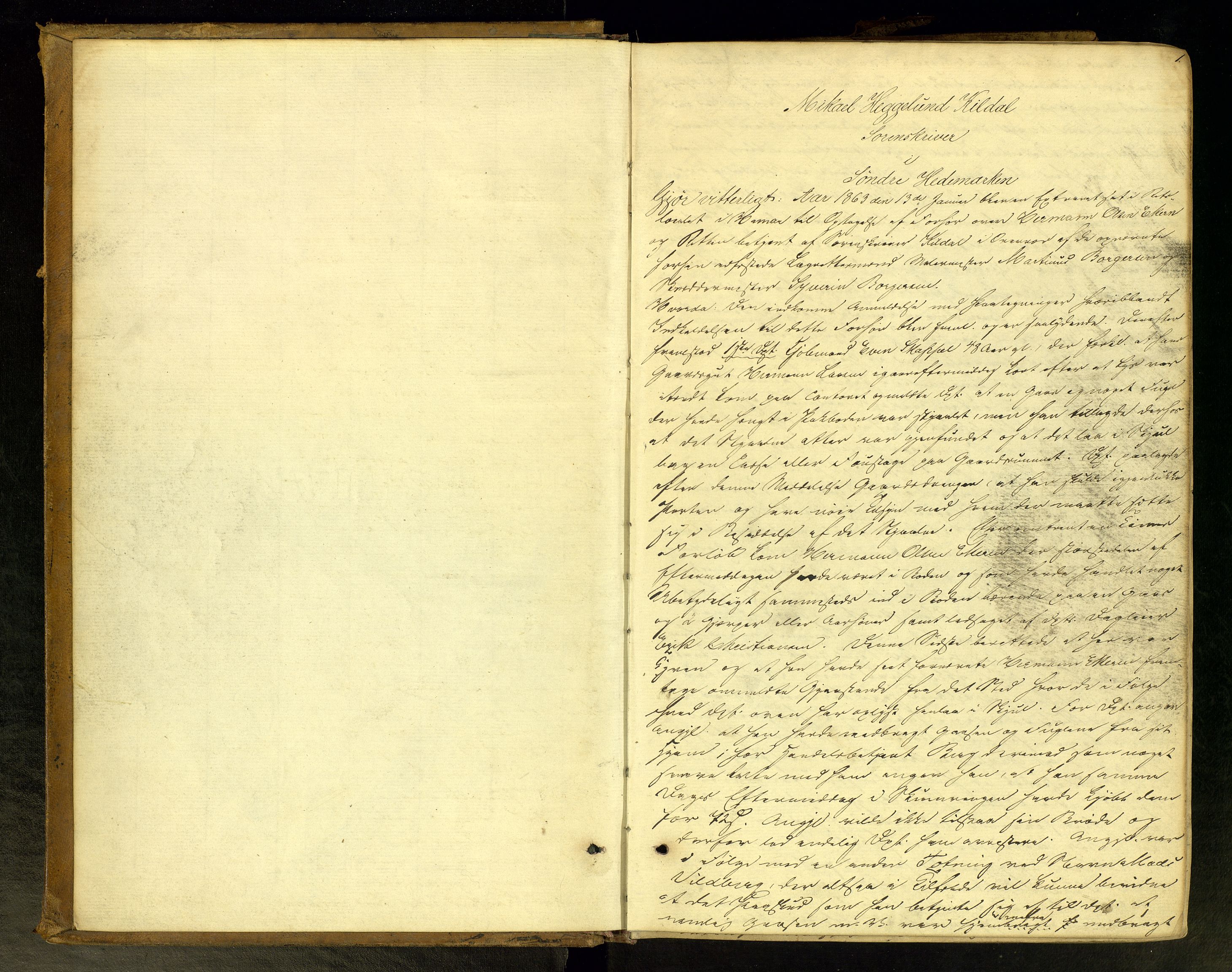 Hamar byfogd og byskriver, AV/SAH-TING-046/G/Gc/L0004: Ekstrarettsprotokoll, 1863-1867, p. 1