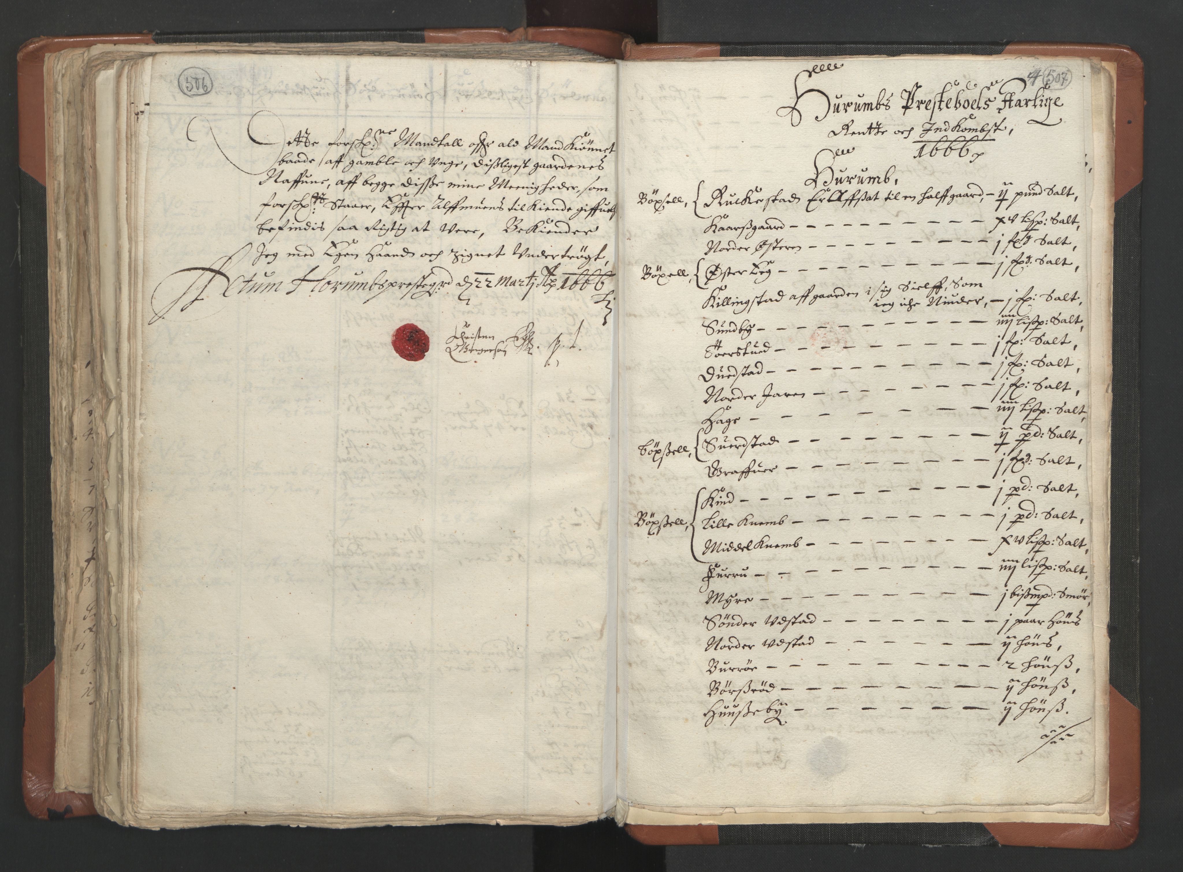 RA, Vicar's Census 1664-1666, no. 9: Bragernes deanery, 1664-1666, p. 506-507