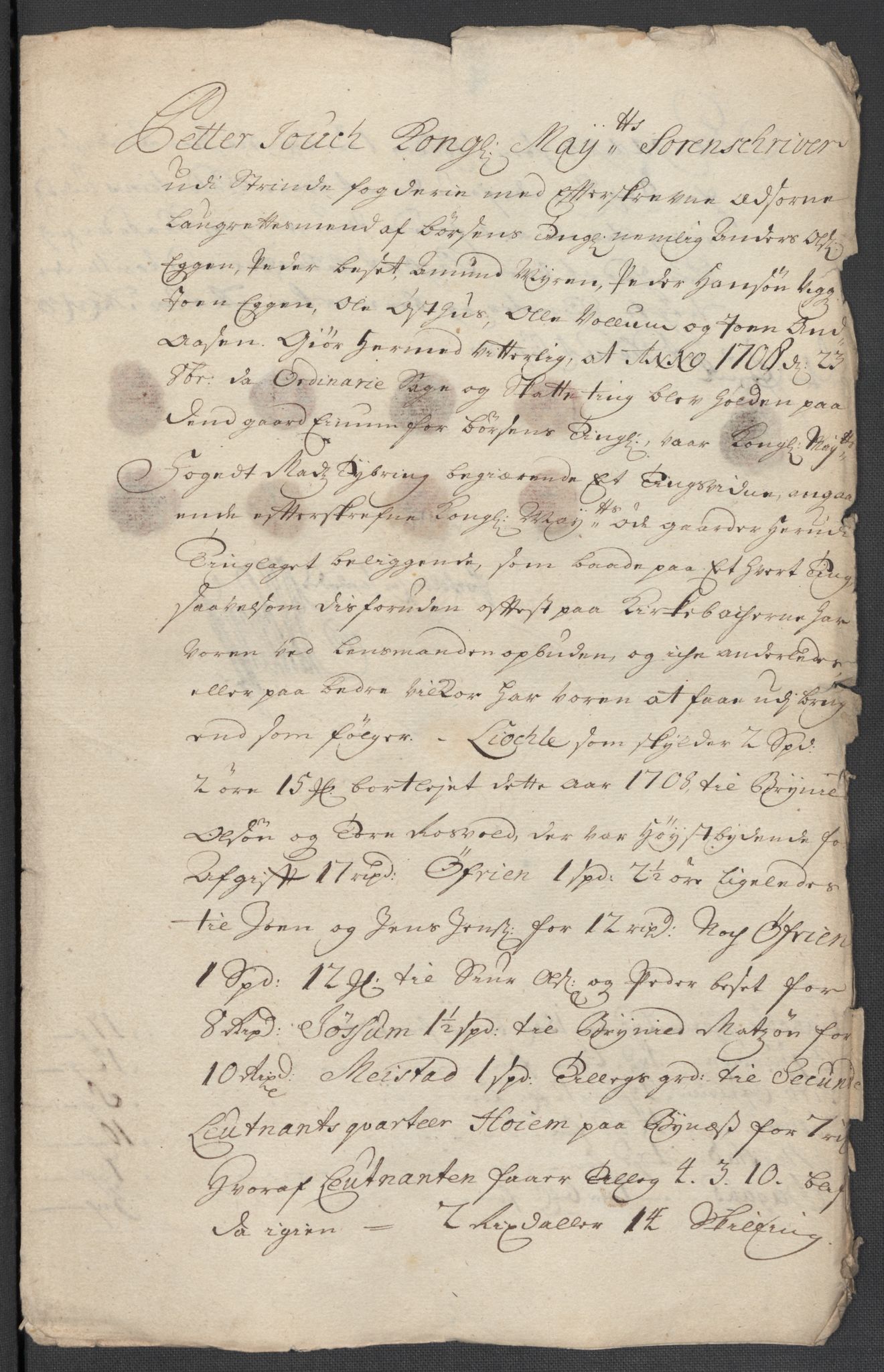 Rentekammeret inntil 1814, Reviderte regnskaper, Fogderegnskap, AV/RA-EA-4092/R61/L4110: Fogderegnskap Strinda og Selbu, 1707-1708, p. 465