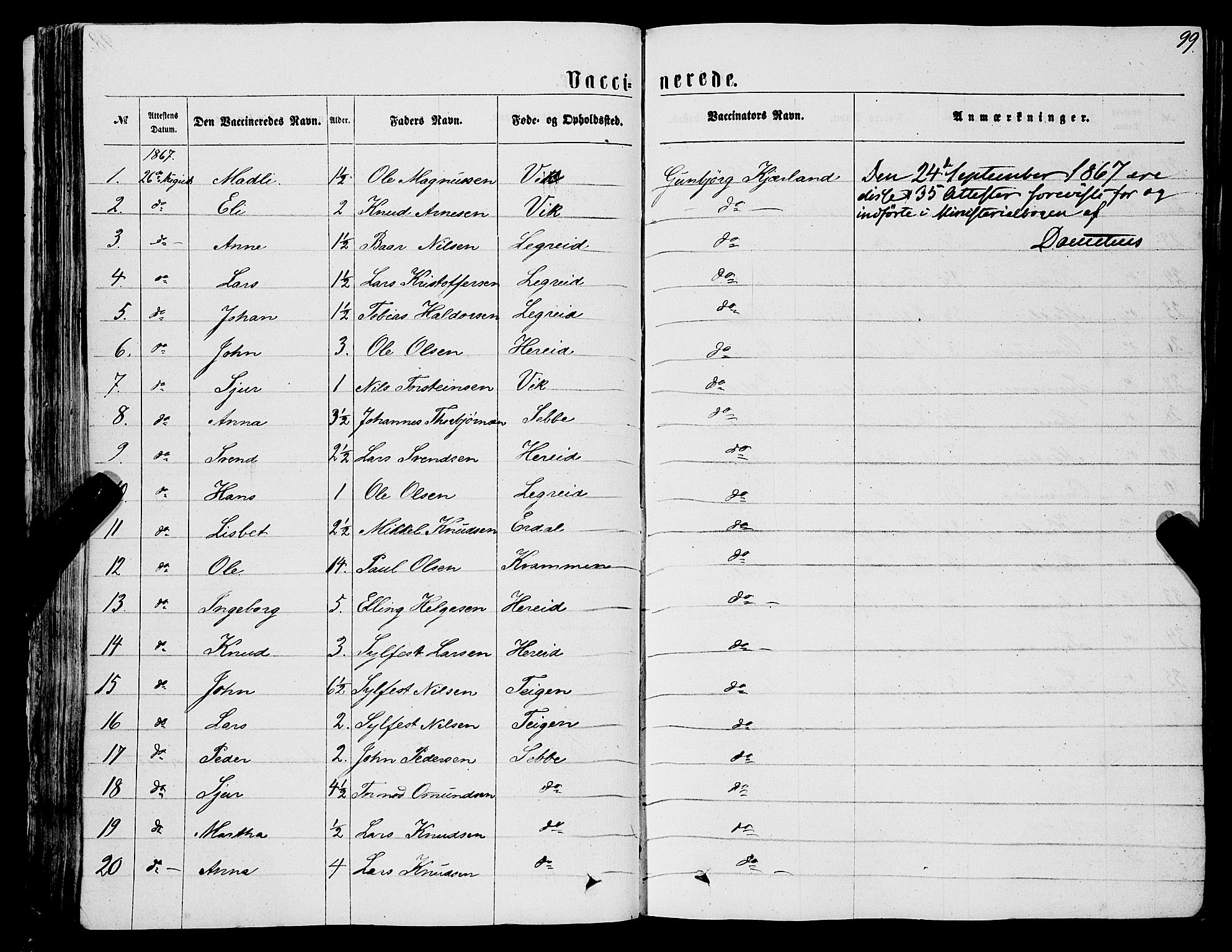 Ulvik sokneprestembete, AV/SAB-A-78801/H/Haa: Parish register (official) no. A 15, 1864-1878, p. 99