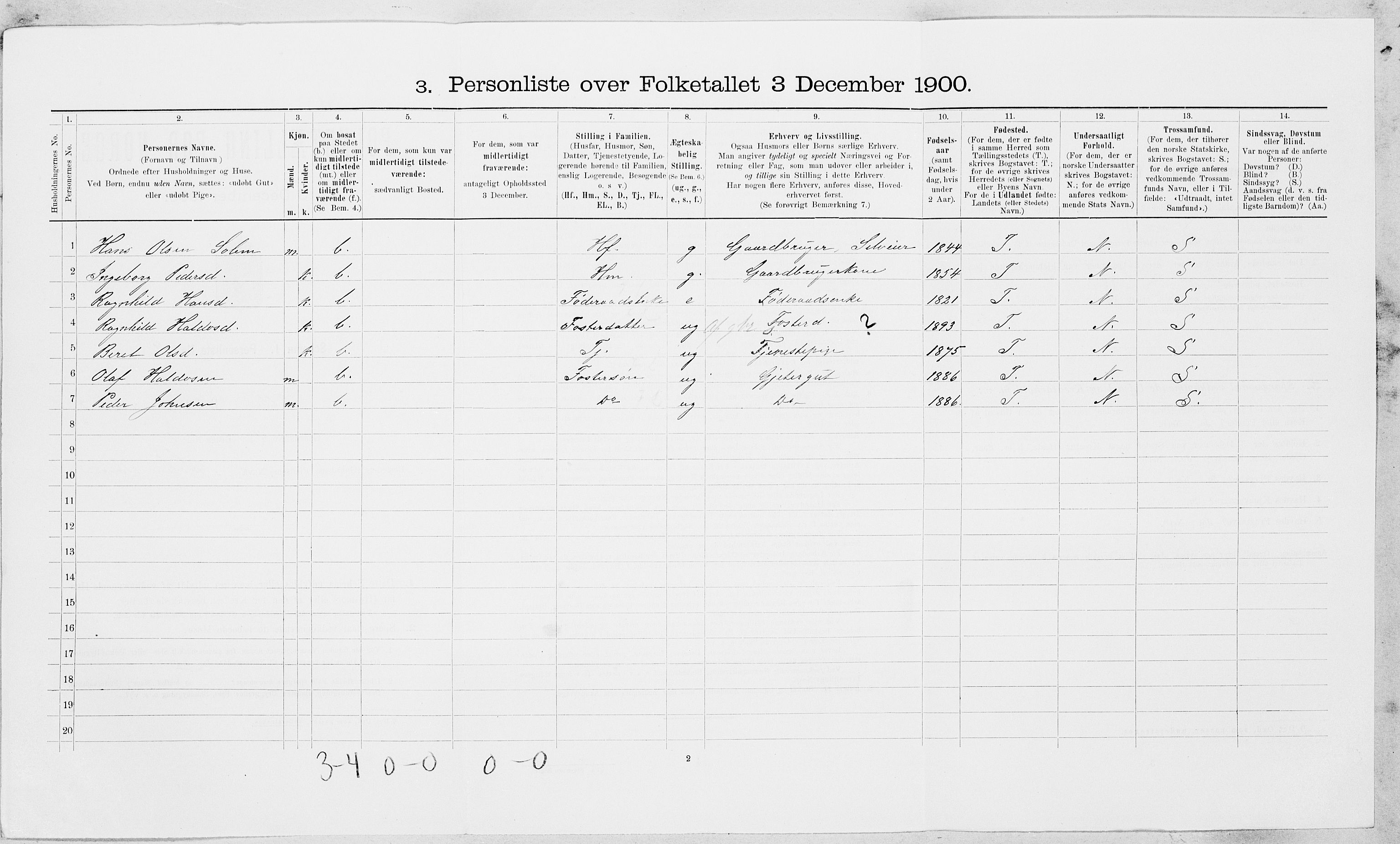SAT, 1900 census for Selbu, 1900, p. 91