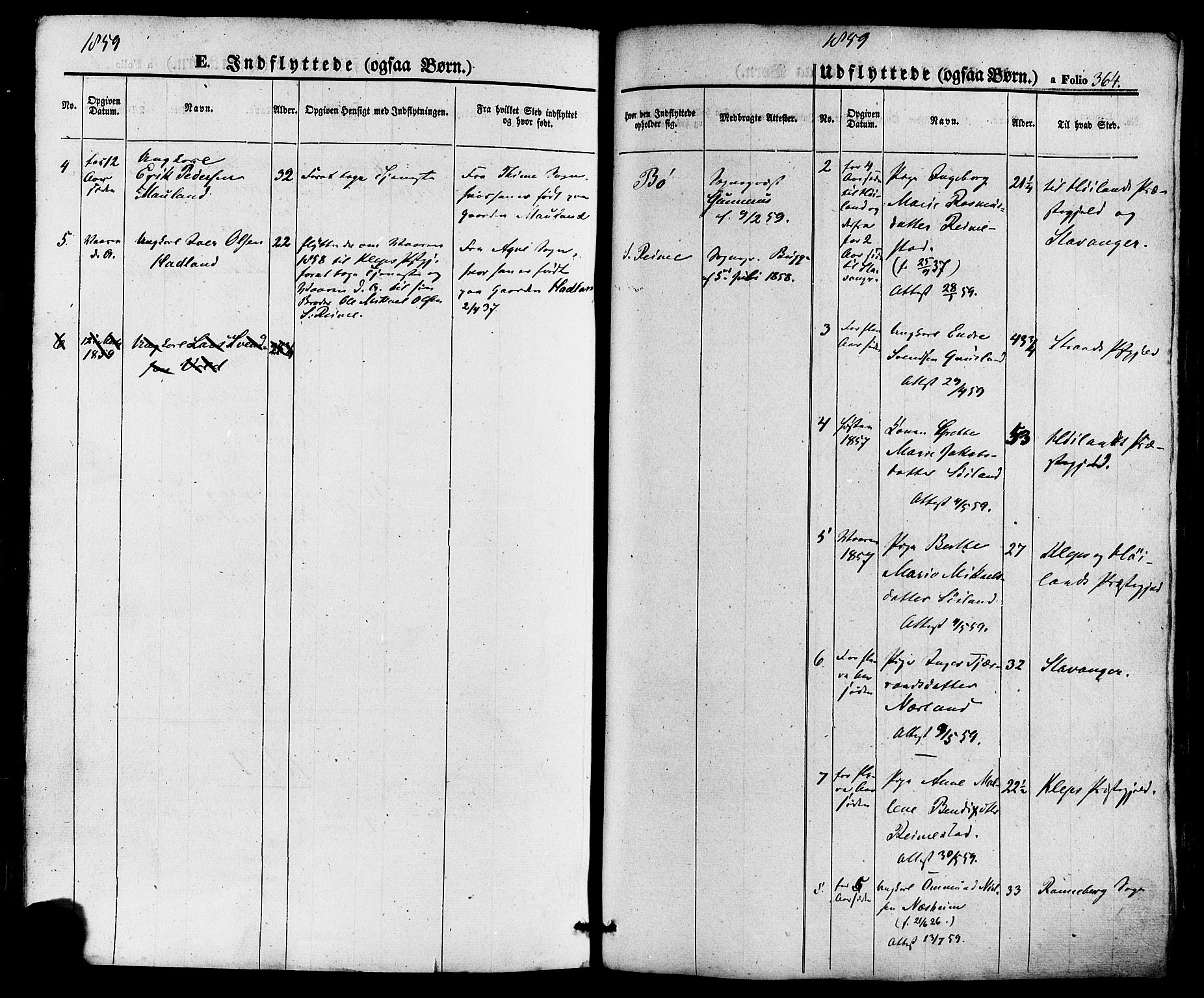 Hå sokneprestkontor, AV/SAST-A-101801/001/30BA/L0008: Parish register (official) no. A 7, 1853-1878, p. 364