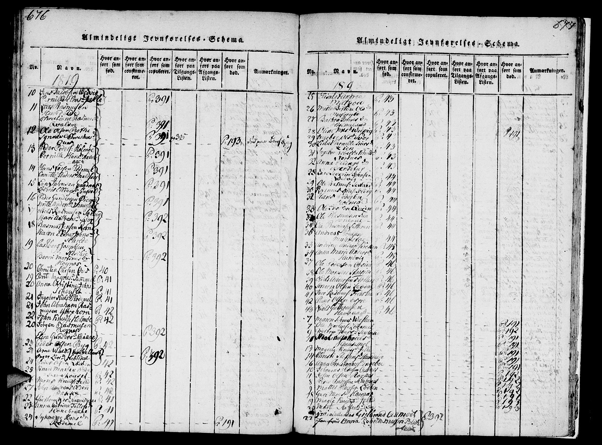 Eid sokneprestembete, AV/SAB-A-82301/H/Haa/Haaa/L0005: Parish register (official) no. A 5, 1816-1830, p. 676-677